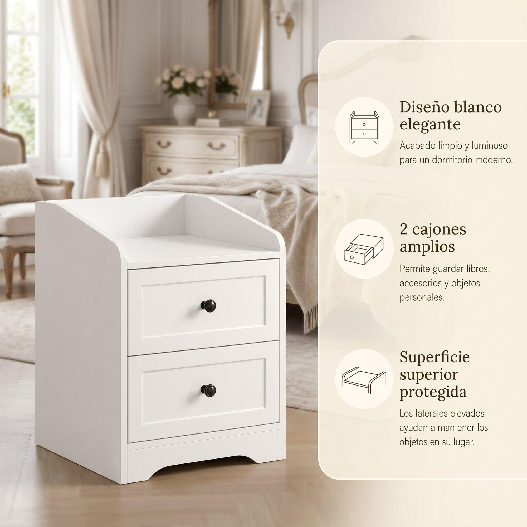Velador Estilo Europeo 2 Tiras 40x40x60cm Hecho En Melamina Brillante Blanco-1