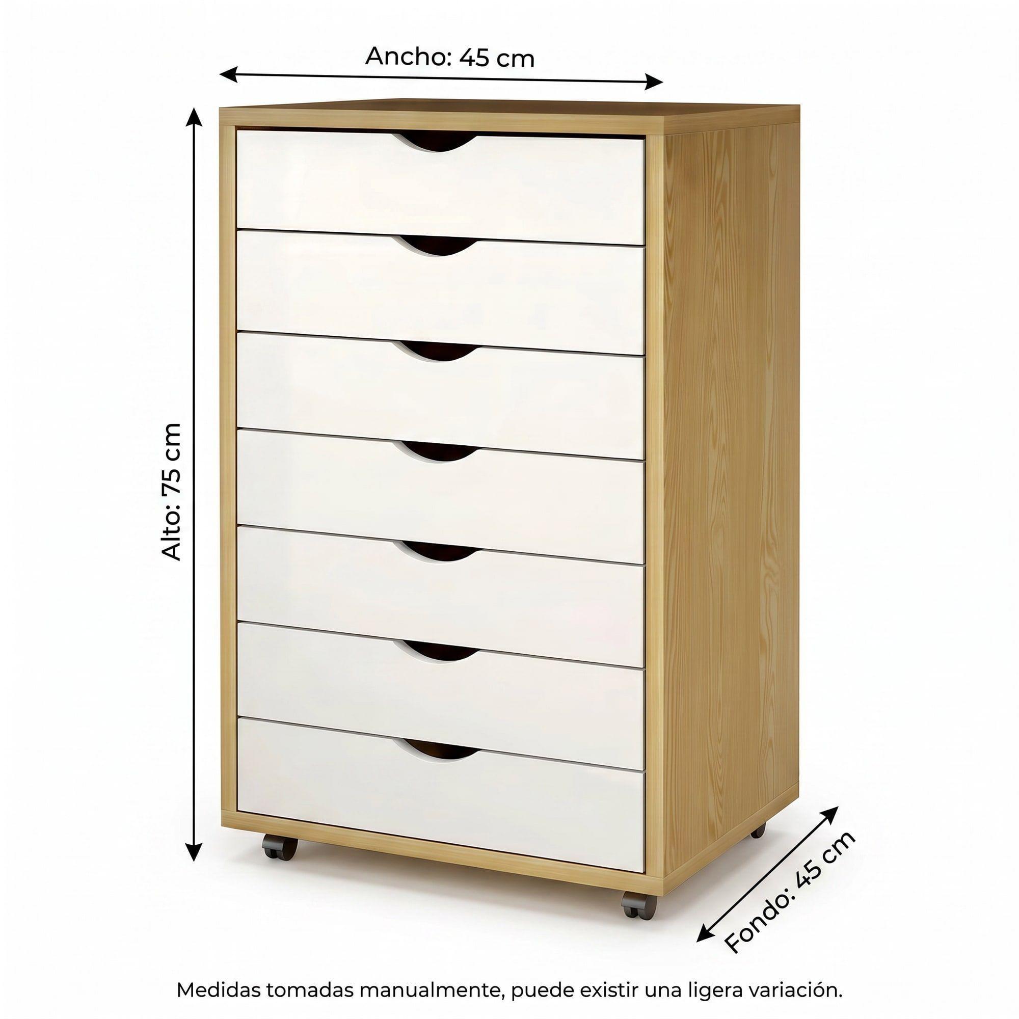Mueble Para Oficina Cajonera 7 Tiras Archivador Con Rueda Color Marrón Claro-3