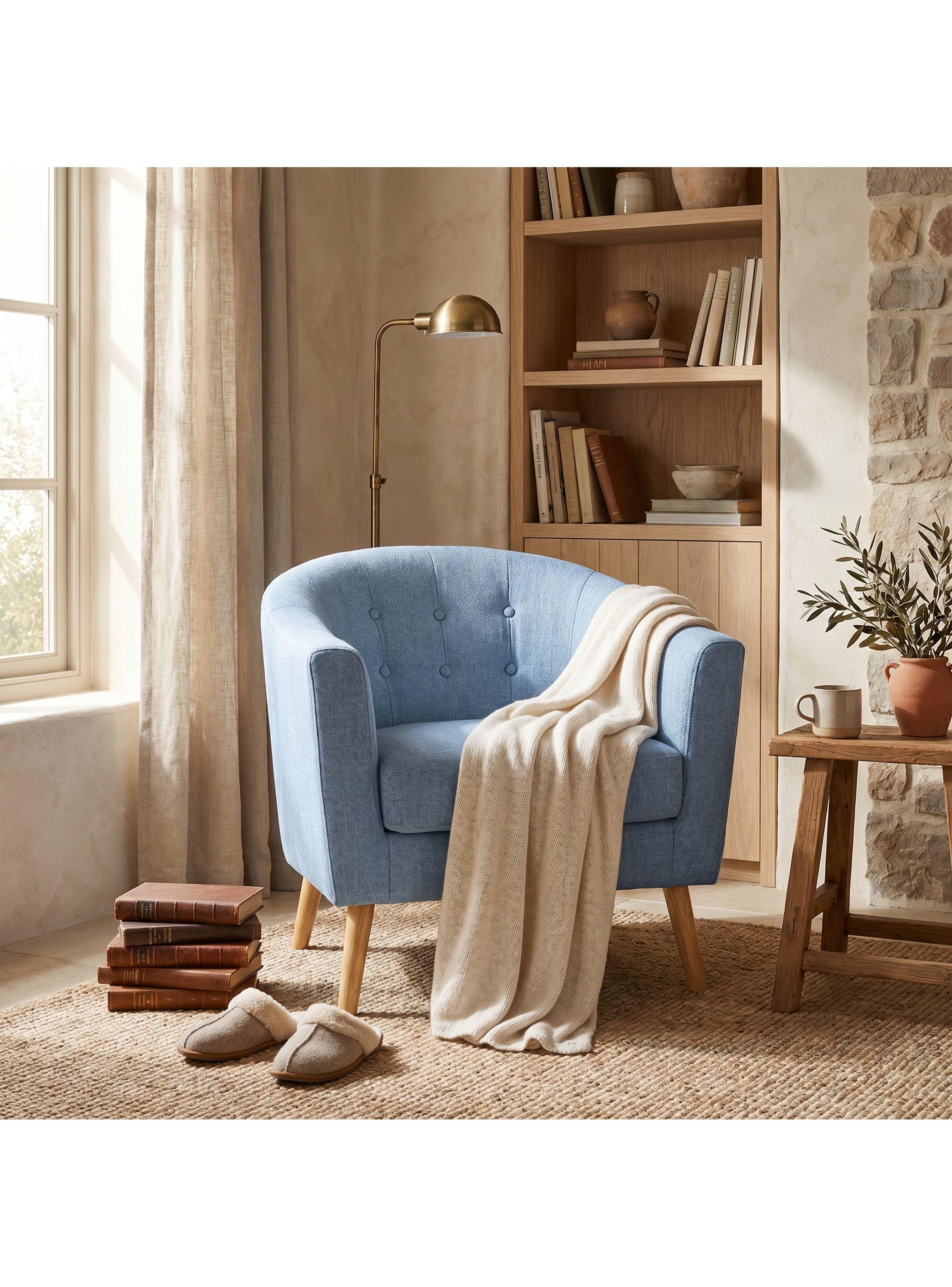 Sitial Poltrona Silla Sillon Con Cojin De Regalo 80x70x52cm Celeste-1