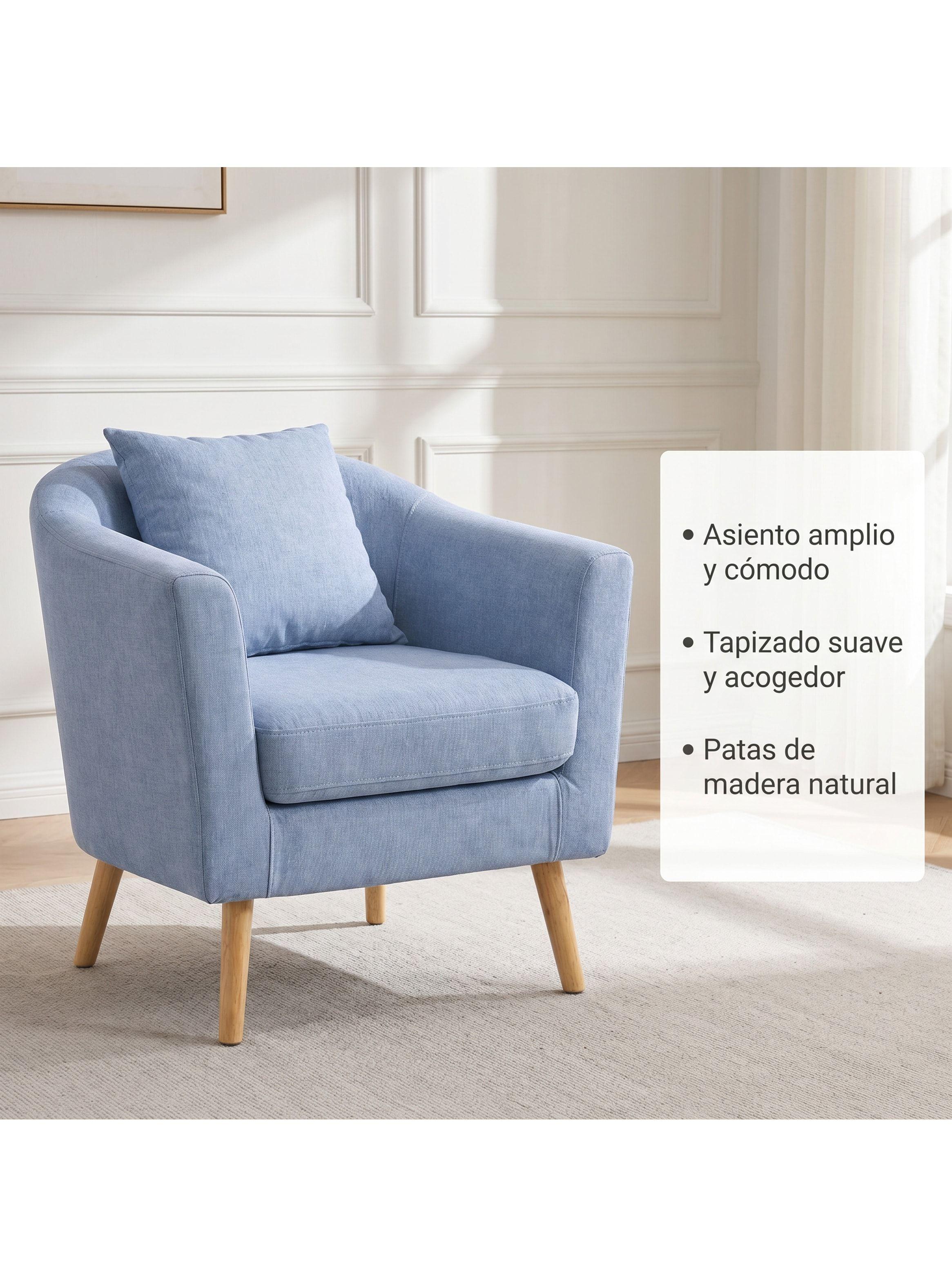 Sitial Poltrona Silla Sillon Con Cojin De Regalo 80x70x52cm Celeste-2