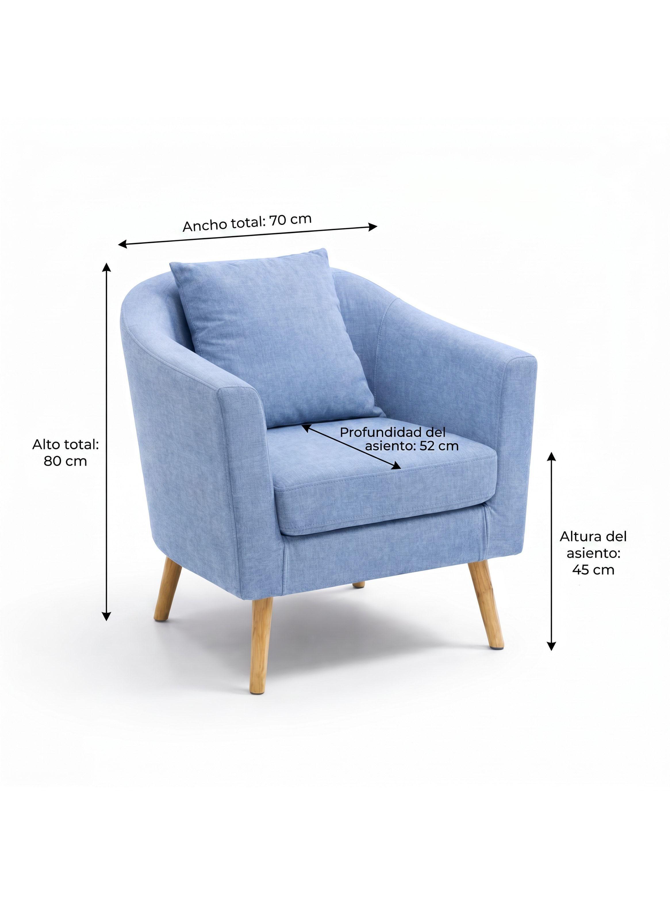 Sitial Poltrona Silla Sillon Con Cojin De Regalo 80x70x52cm Celeste-3
