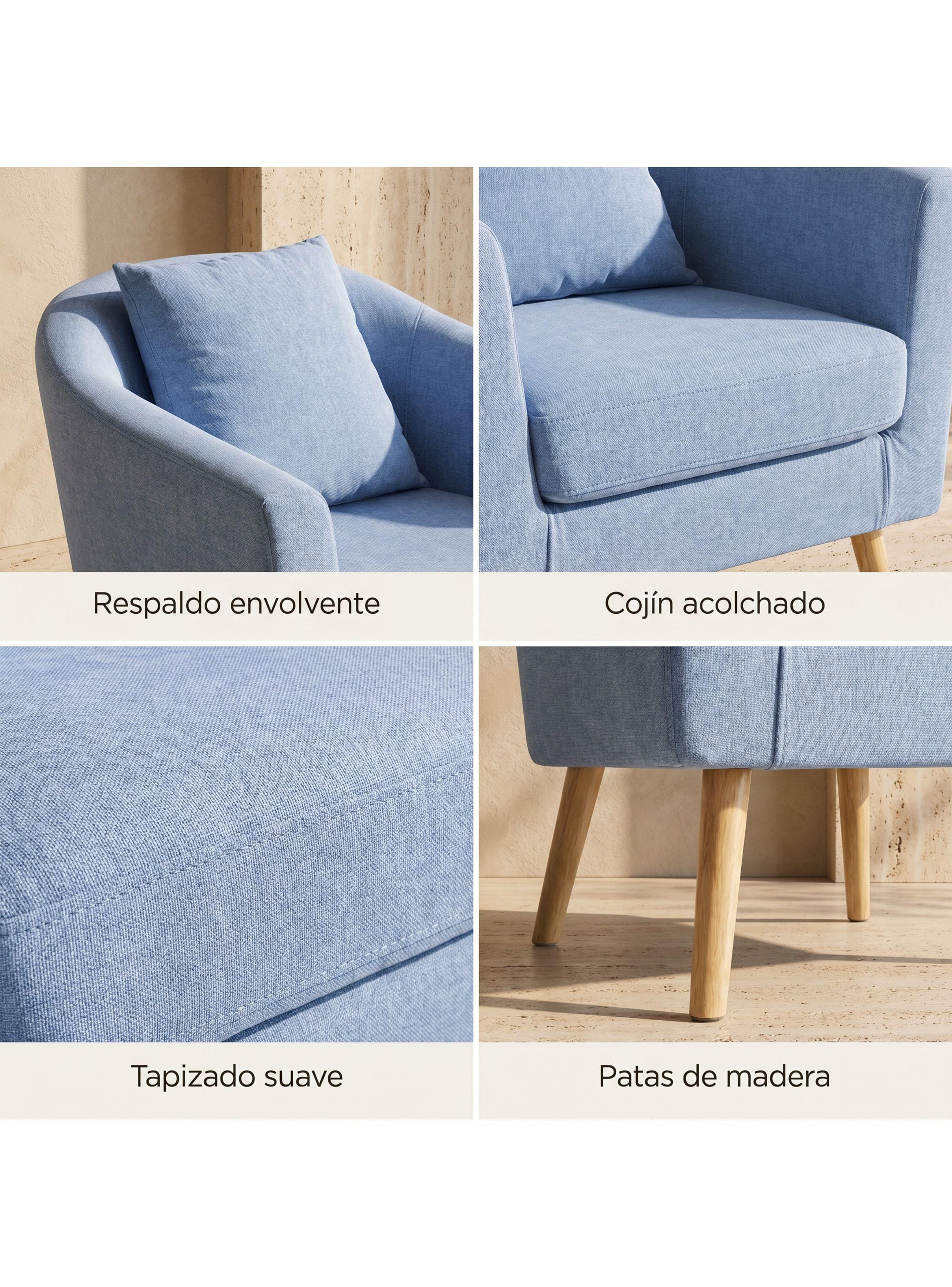 Sitial Poltrona Silla Sillon Con Cojin De Regalo 80x70x52cm Celeste-4