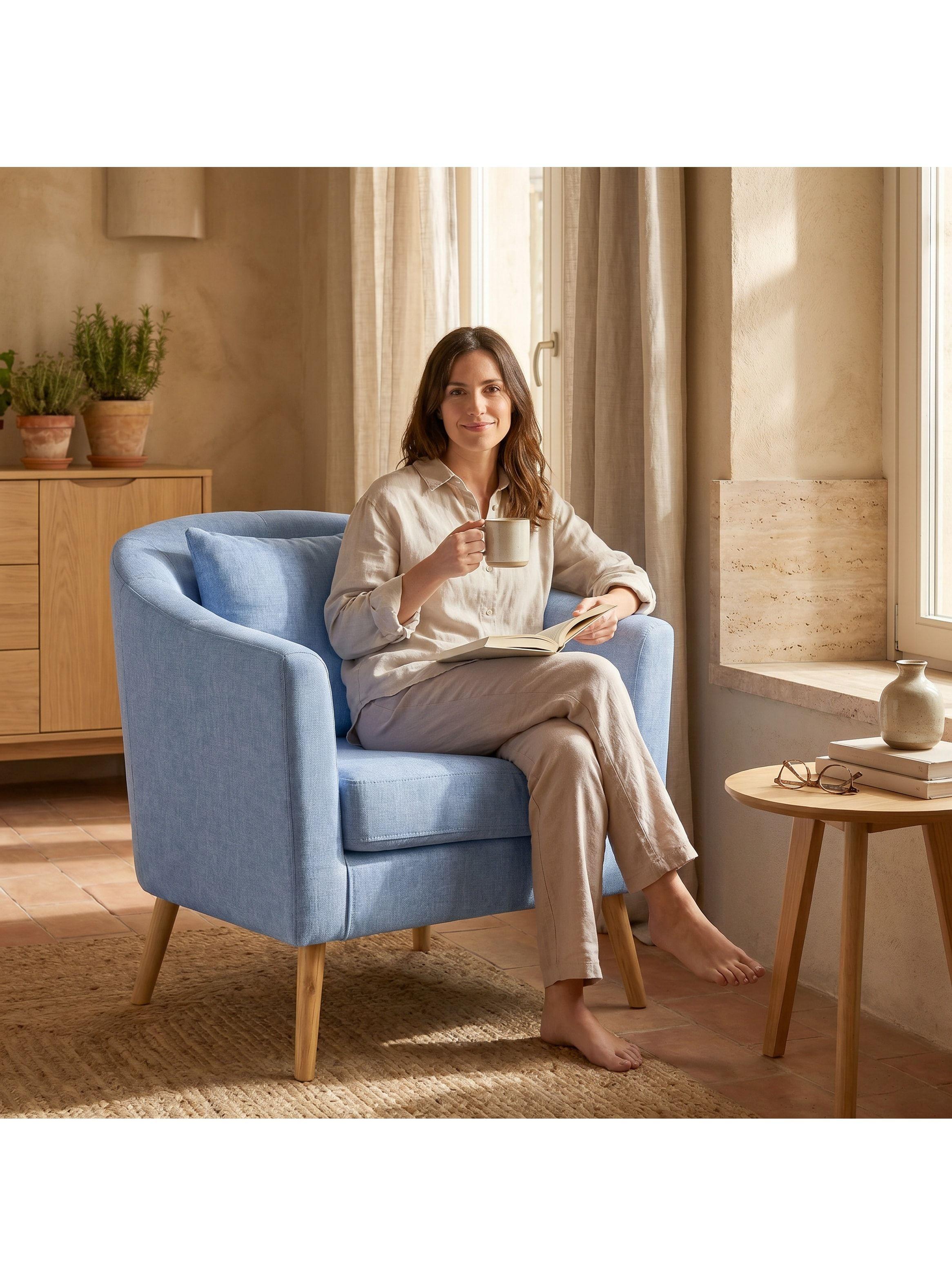Sitial Poltrona Silla Sillon Con Cojin De Regalo 80x70x52cm Celeste-5
