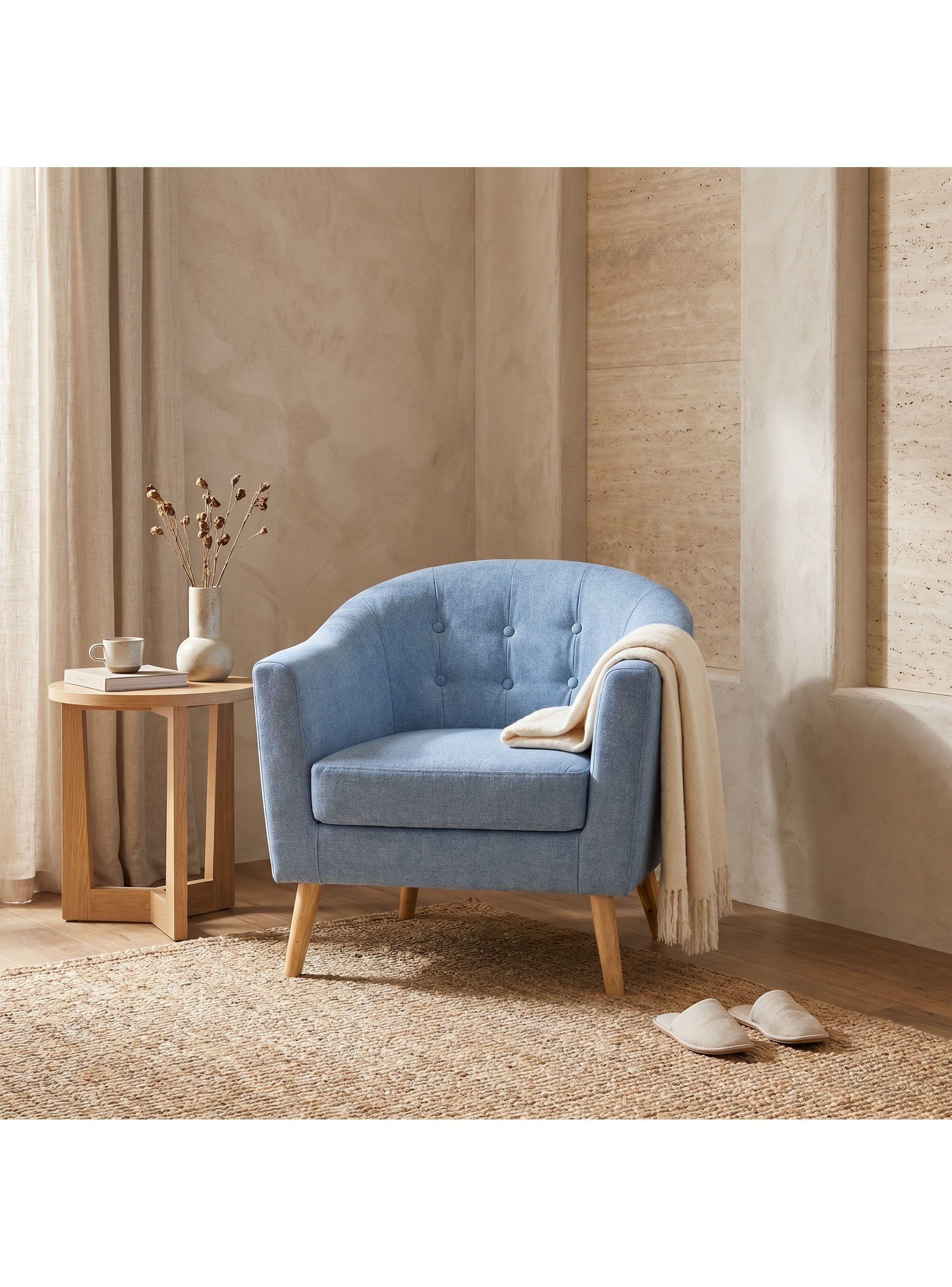 Sitial Poltrona Silla Sillon Con Cojin De Regalo 80x70x52cm Celeste-6
