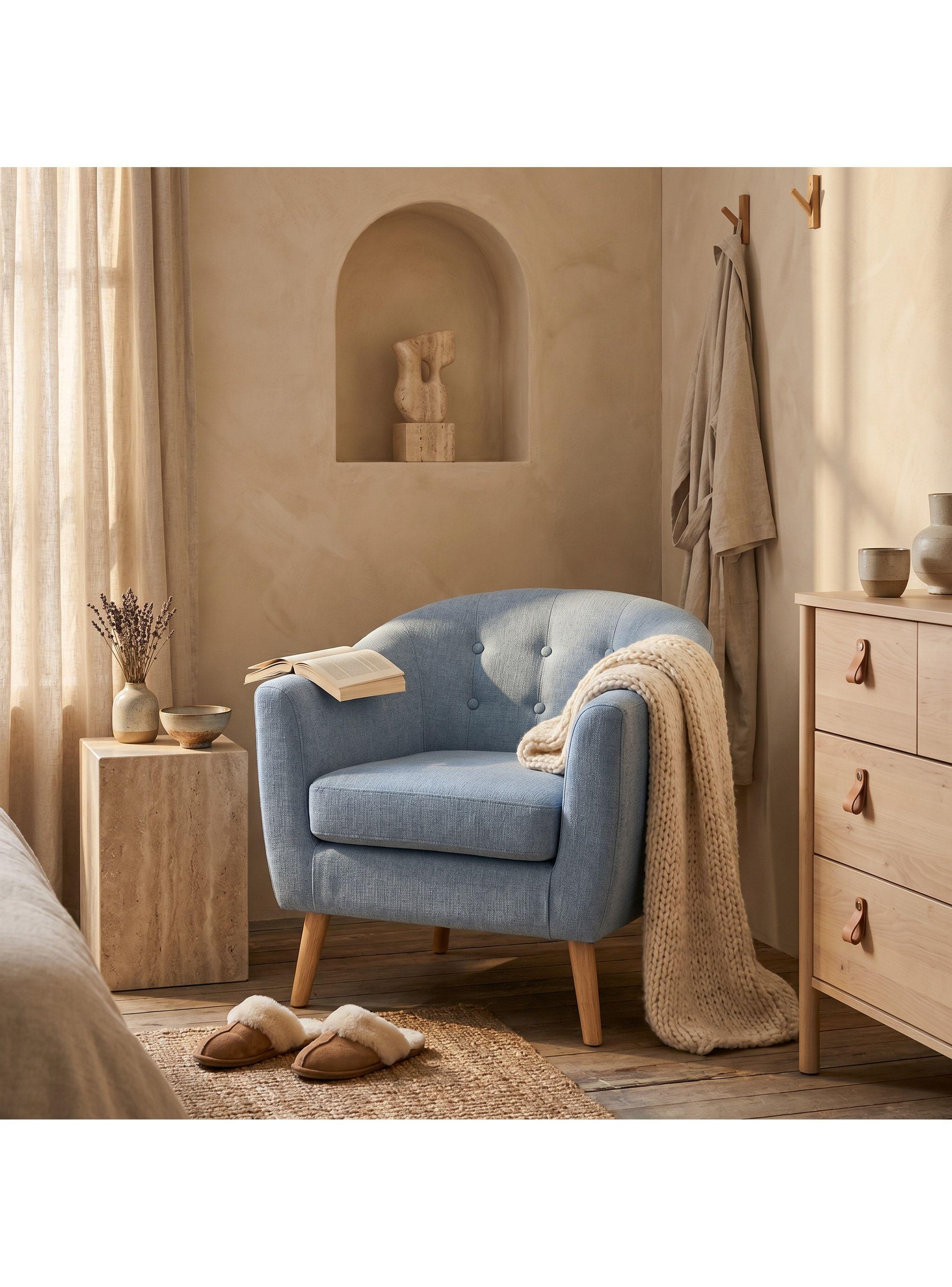 Sitial Poltrona Silla Sillon Con Cojin De Regalo 80x70x52cm Celeste-7