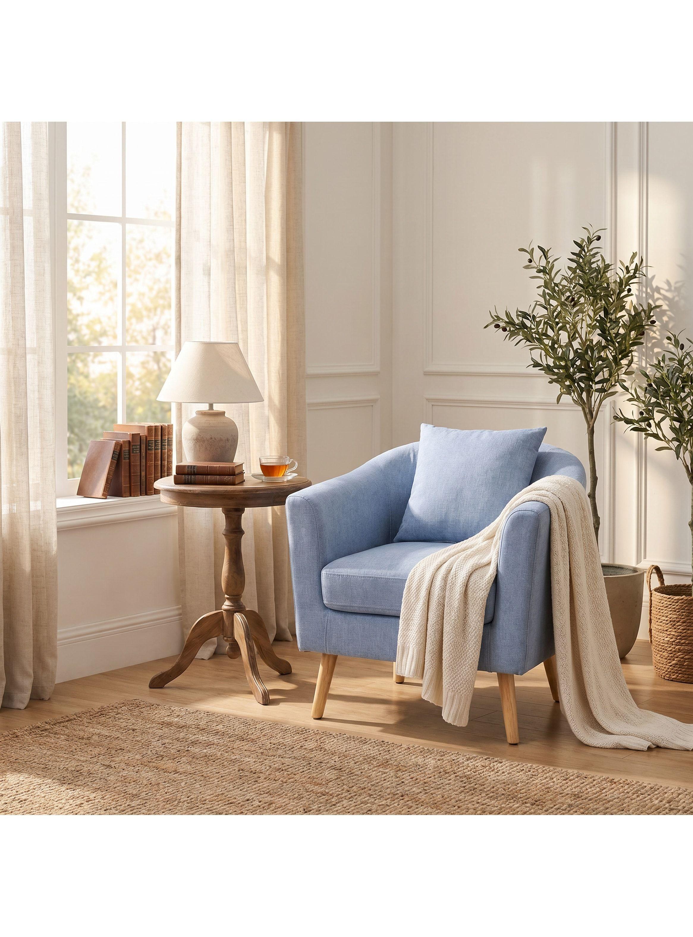 Sitial Poltrona Silla Sillon Con Cojin De Regalo 80x70x52cm Celeste-9