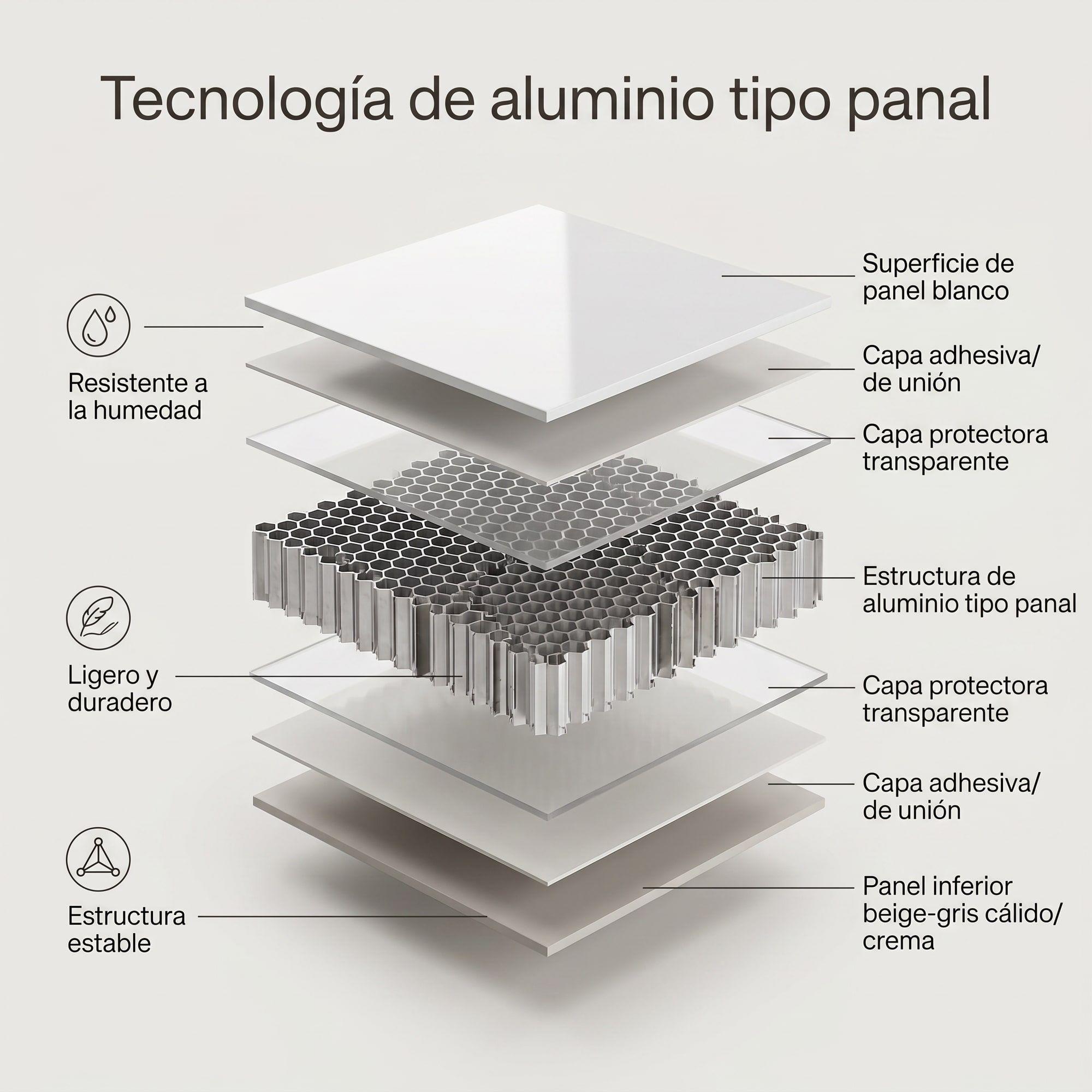 Vanitorio De Panal Aluminio+botiquín Espejo Inteligente S90 Beige Un Agujero-6