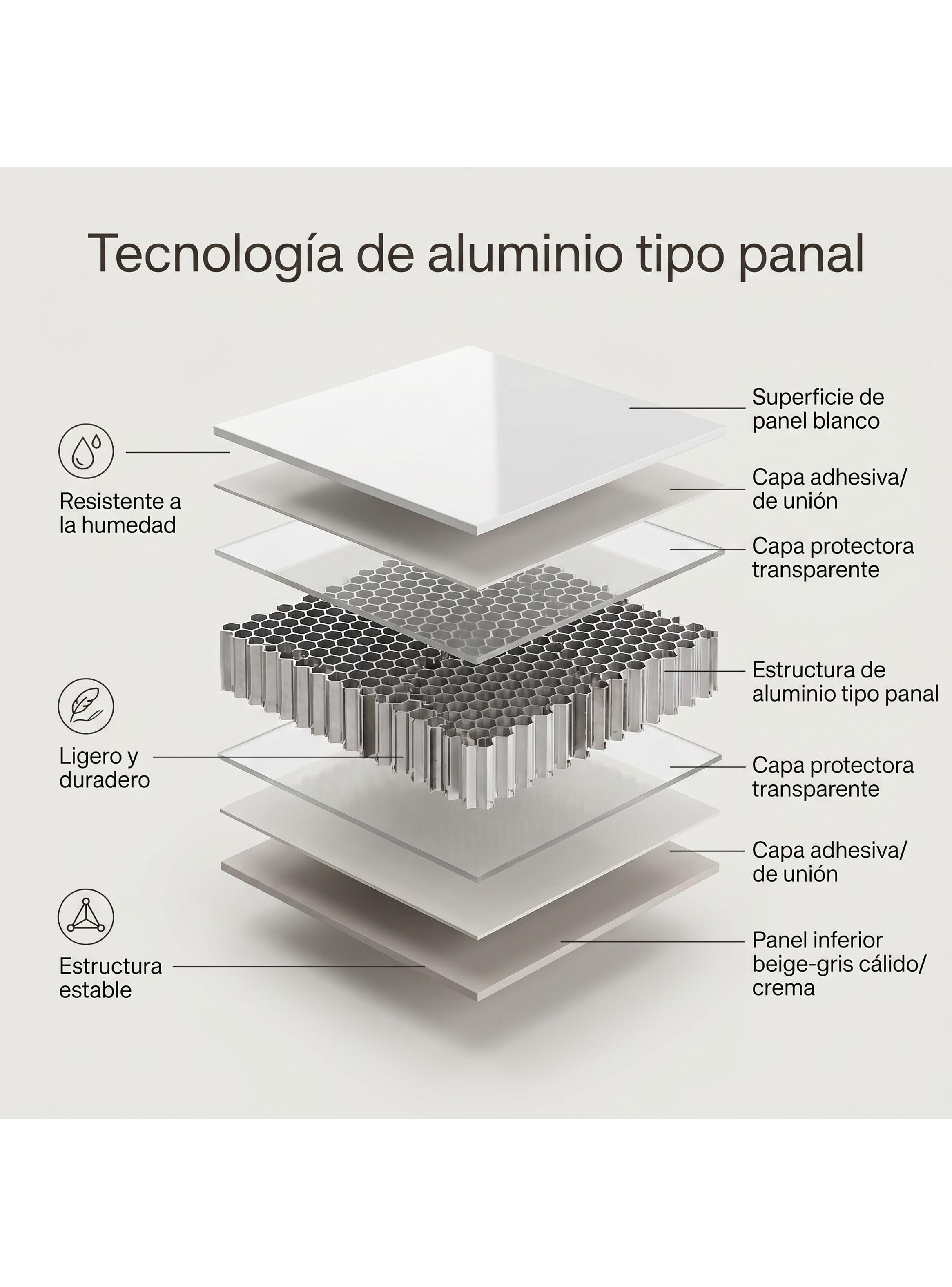 Vanitorio De Panal Aluminio+botiquín Espejo Inteligente S90 Beige Un Agujero-6