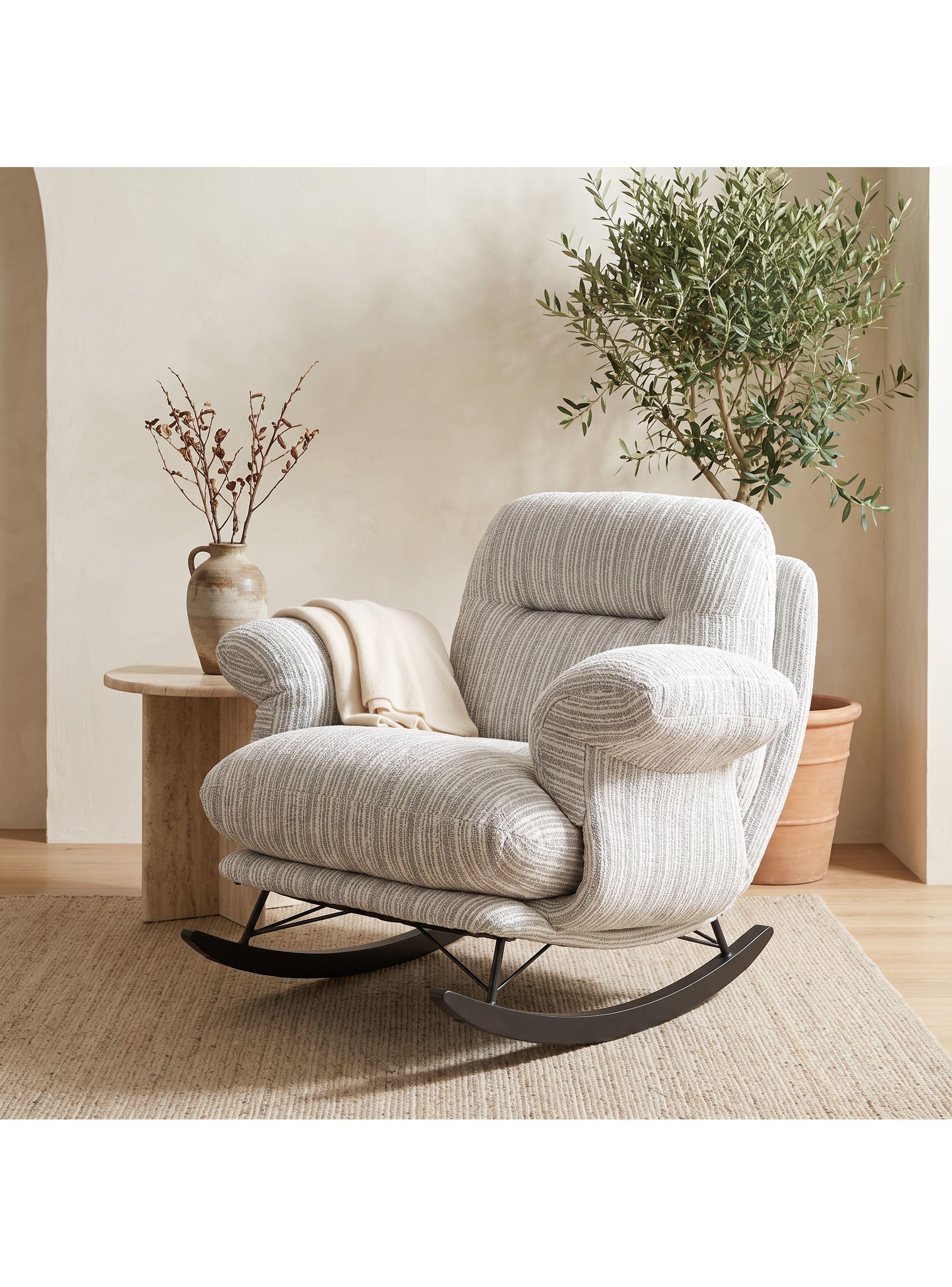 Sillón Mecedor Reclinable Amélie Chenilla Con Respaldo Alto-0
