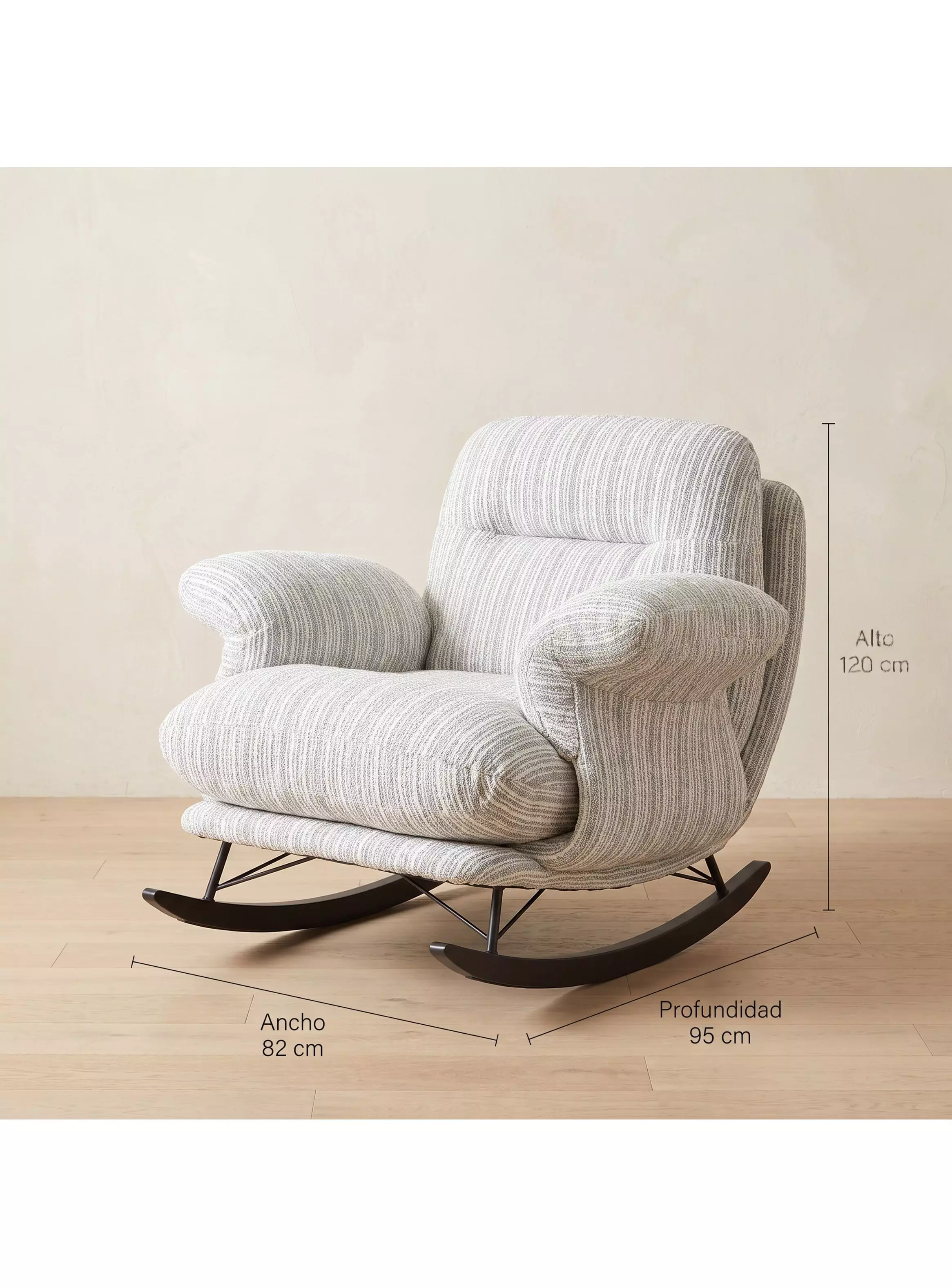 Sillón Mecedor Reclinable Amélie Chenilla Con Respaldo Alto-2