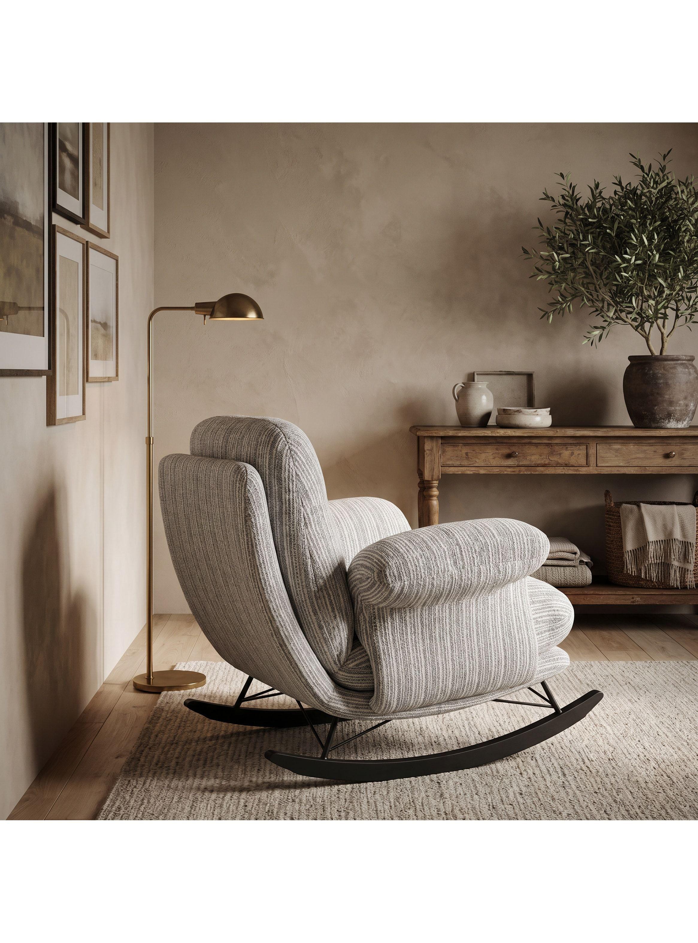 Sillón Mecedor Reclinable Amélie Chenilla Con Respaldo Alto-6