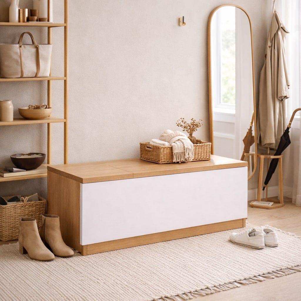 Organizador De Ropa De Madera Estante Dormitorio Bajoventana-5