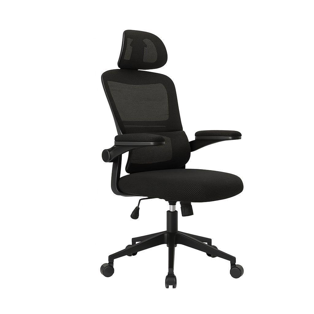 Silla Ergonómica Oficina Soporte Lumbar Ajustable Giratorio Negro-5