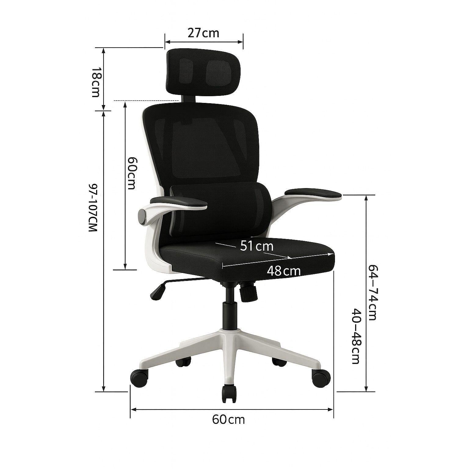 Silla Ergonómica Oficina Soporte Lumbar Ajustable Giratorio Negro-6