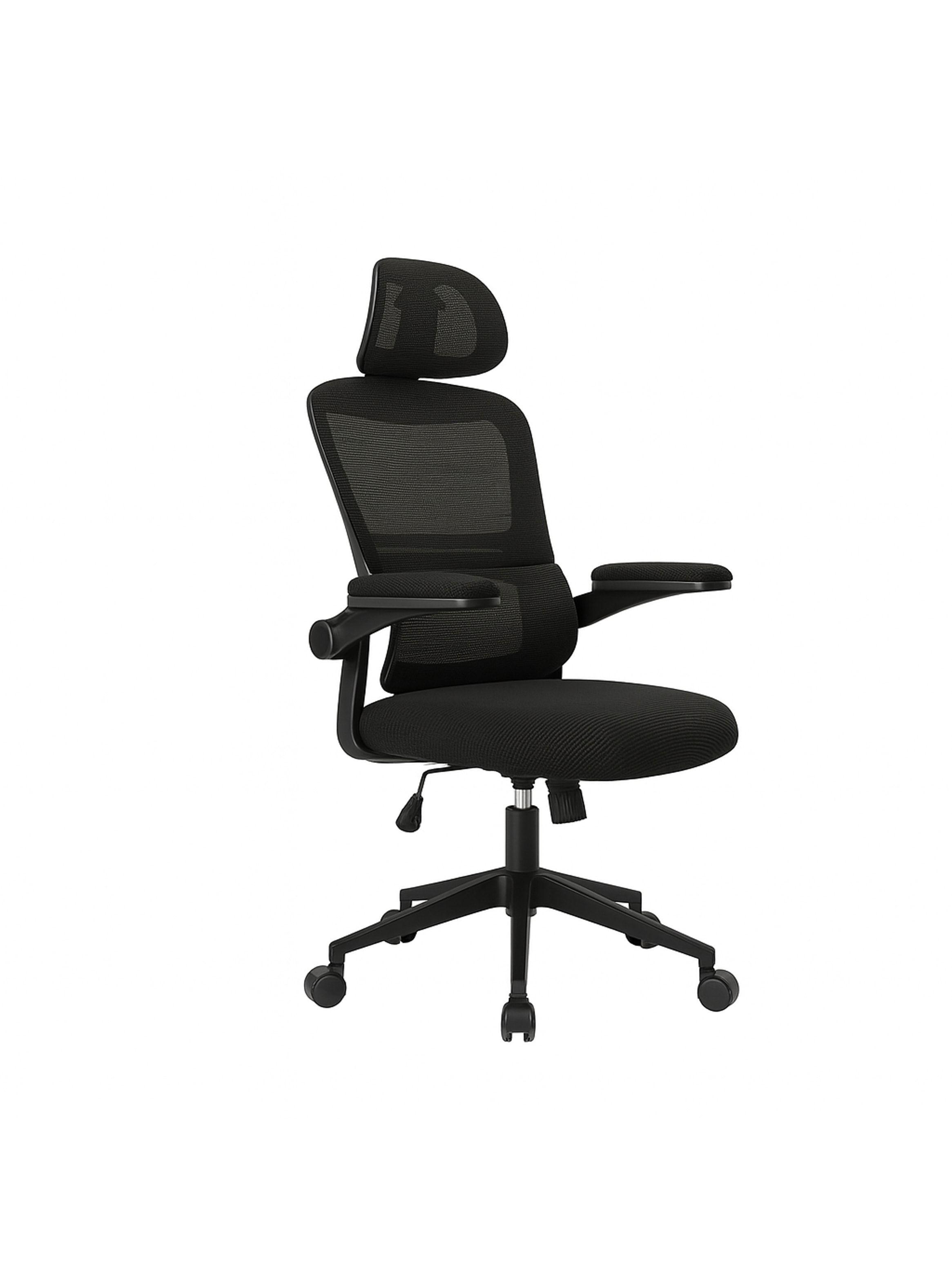 Silla Ergonómica Oficina Soporte Lumbar Ajustable Giratorio Negro-2