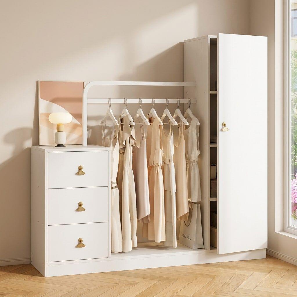 Closet Mueble Para Dormitorio Organizador De Ropa Con Espejo-5