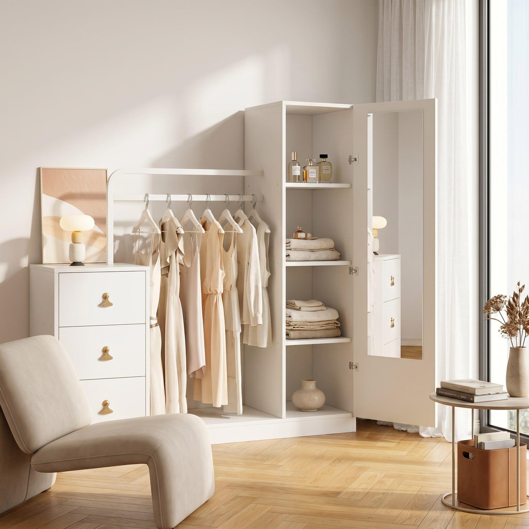 Closet Mueble Para Dormitorio Organizador De Ropa Con Espejo-7