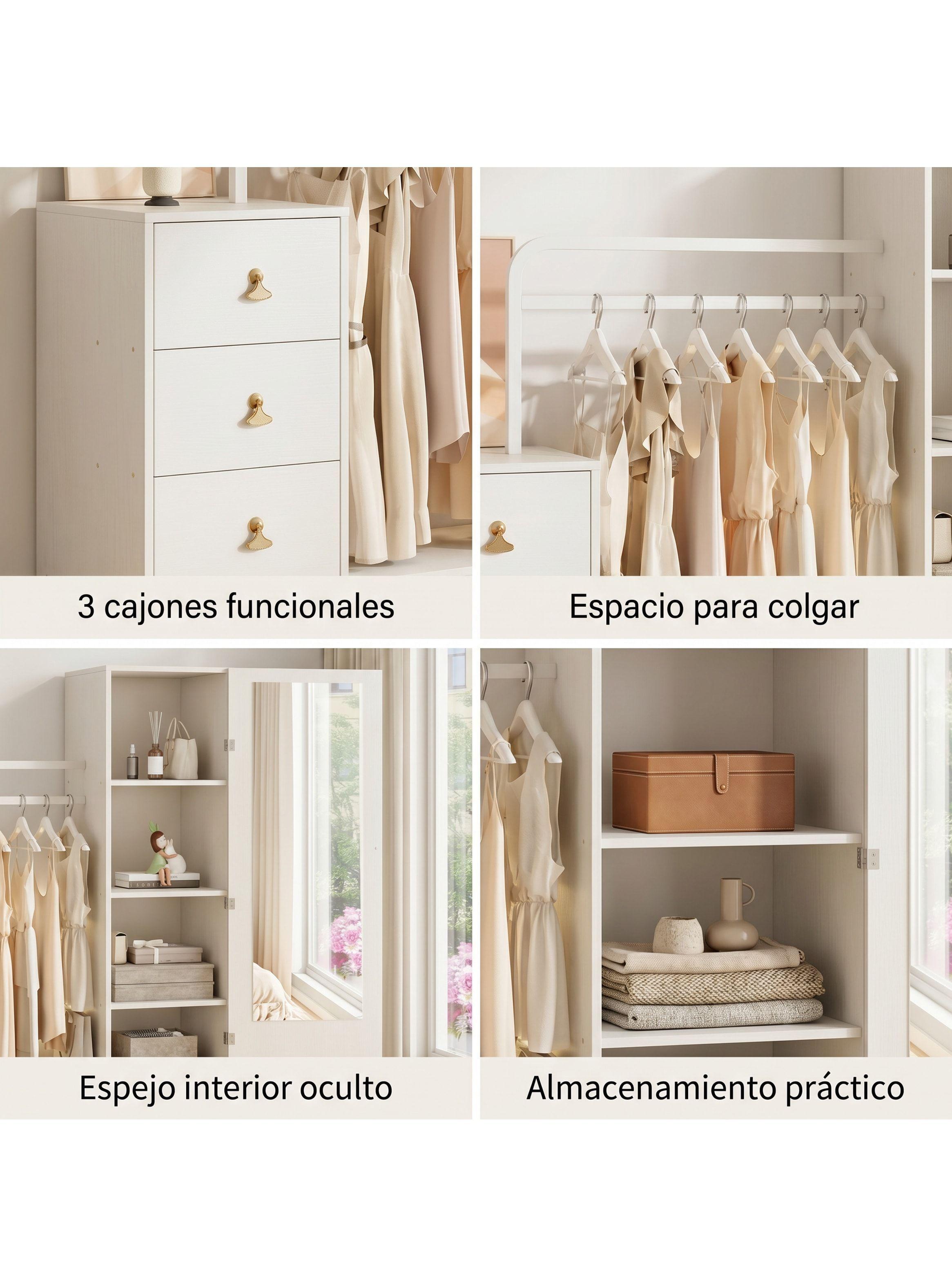 Closet Mueble Para Dormitorio Organizador De Ropa Con Espejo-3