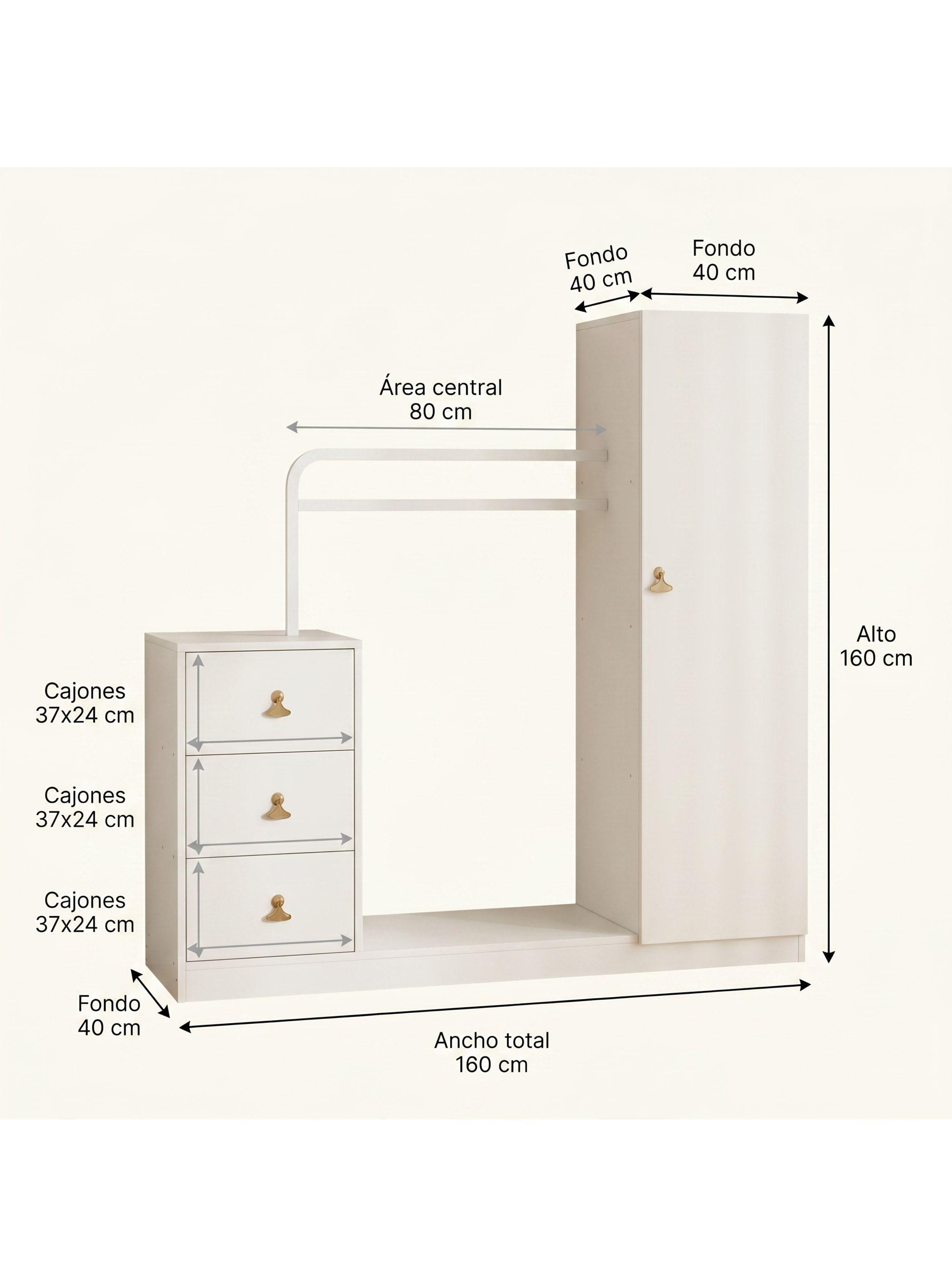 Closet Mueble Para Dormitorio Organizador De Ropa Con Espejo-4