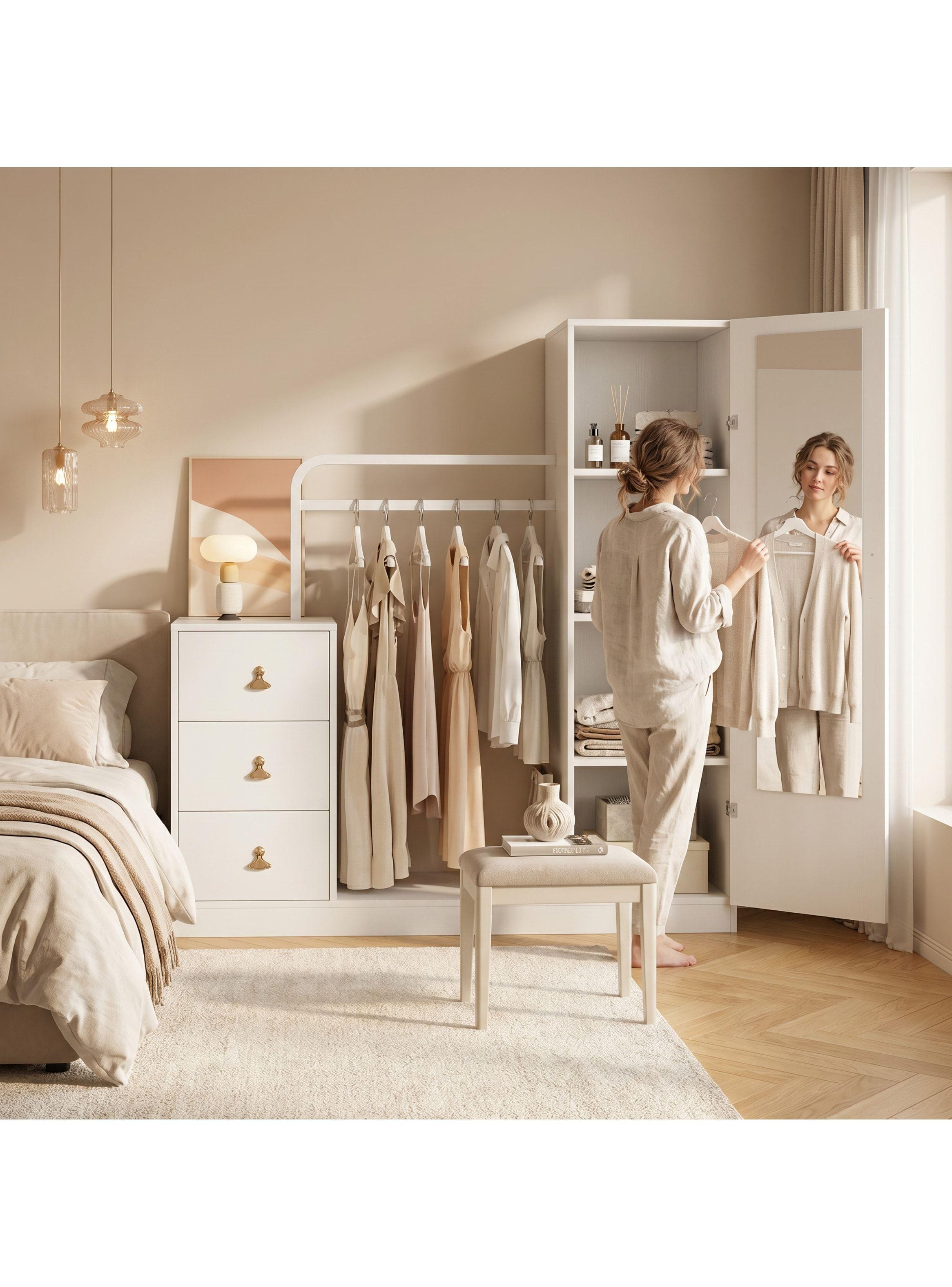 Closet Mueble Para Dormitorio Organizador De Ropa Con Espejo-8