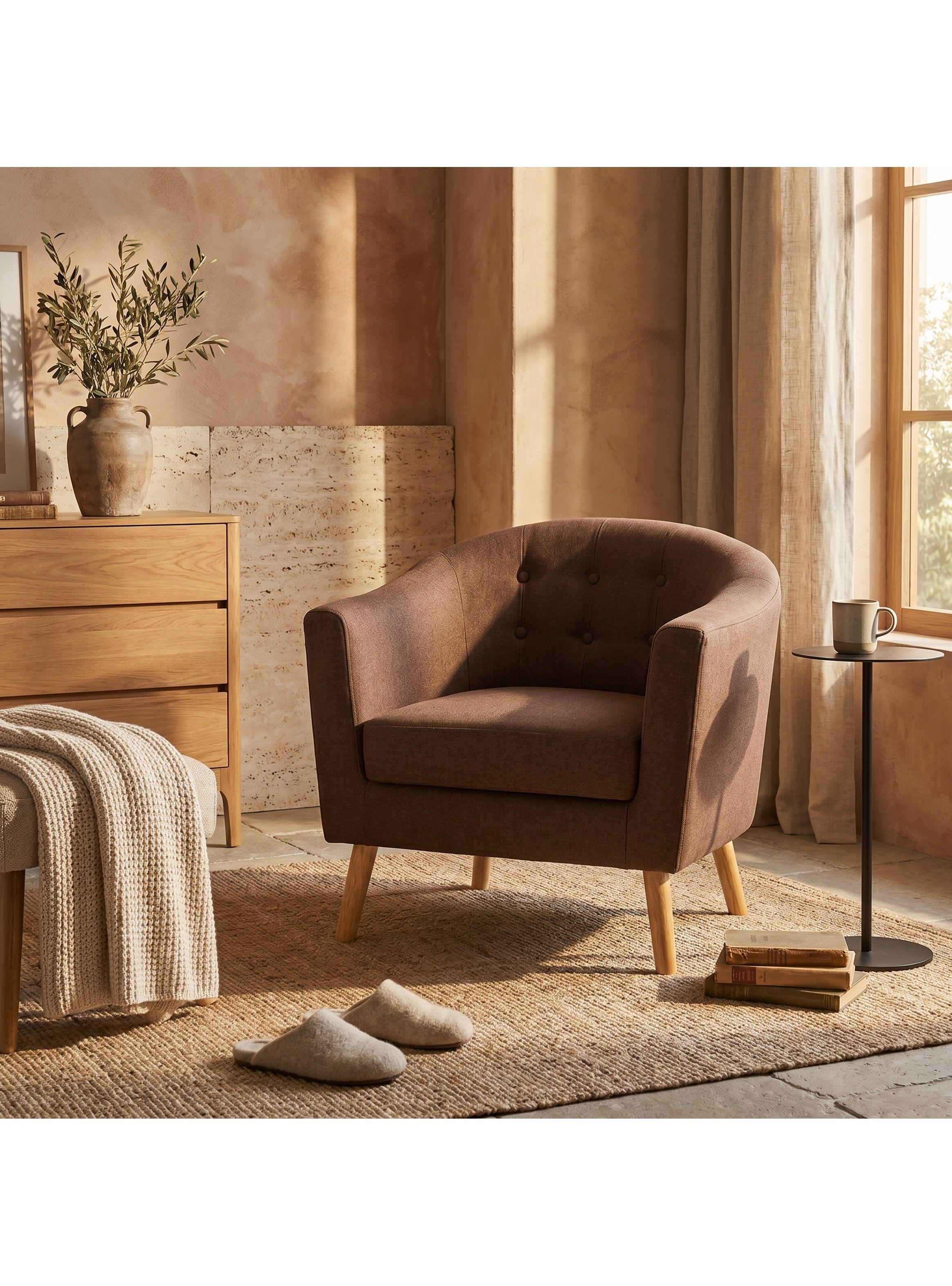 Sitial Poltrona Silla Sillon Con Cojin De Regalo 80x70x52cm Marrón-1