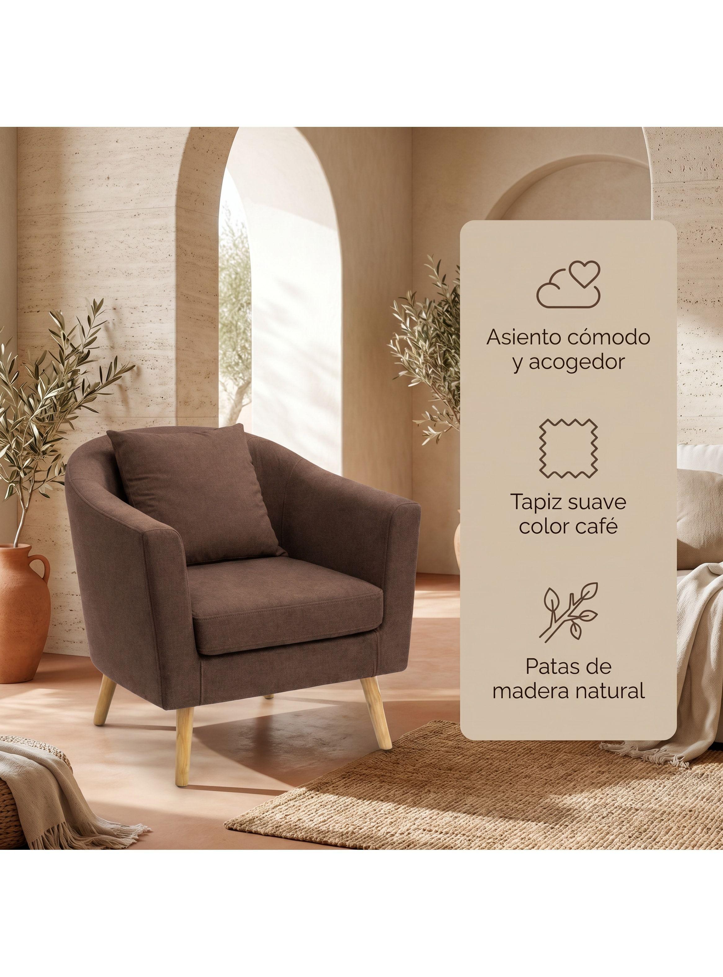 Sitial Poltrona Silla Sillon Con Cojin De Regalo 80x70x52cm Marrón-2