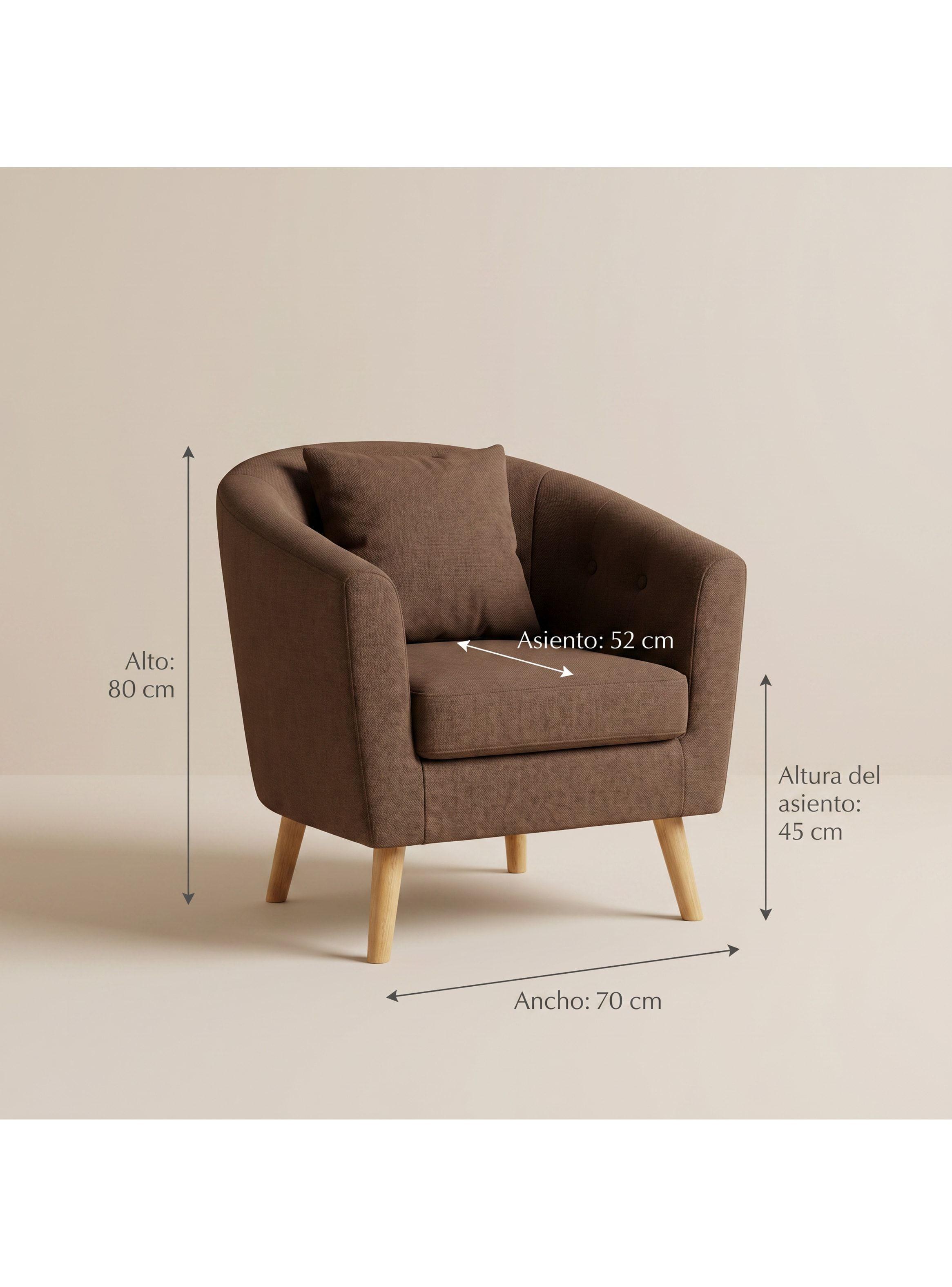 Sitial Poltrona Silla Sillon Con Cojin De Regalo 80x70x52cm Marrón-3