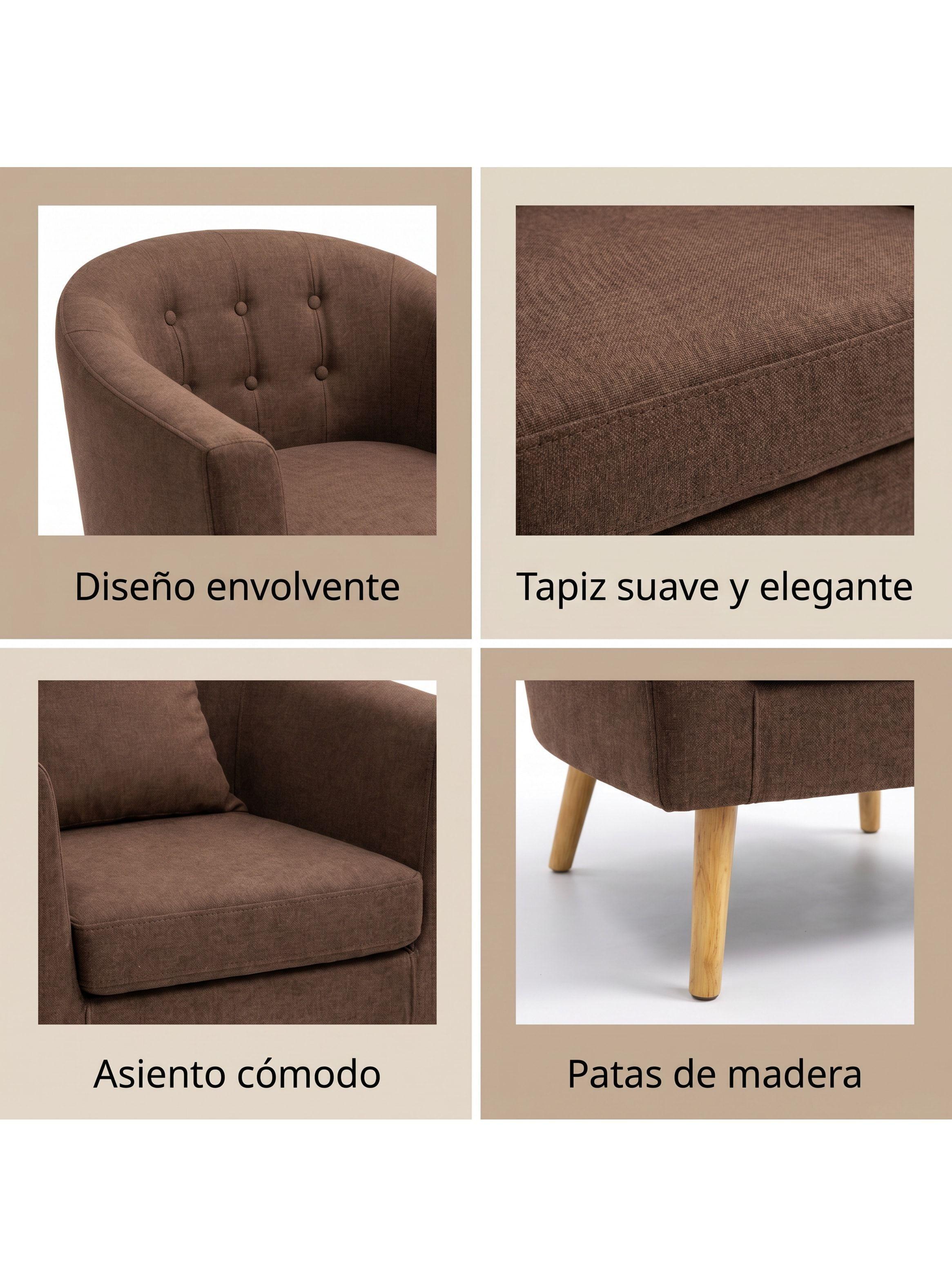 Sitial Poltrona Silla Sillon Con Cojin De Regalo 80x70x52cm Marrón-4