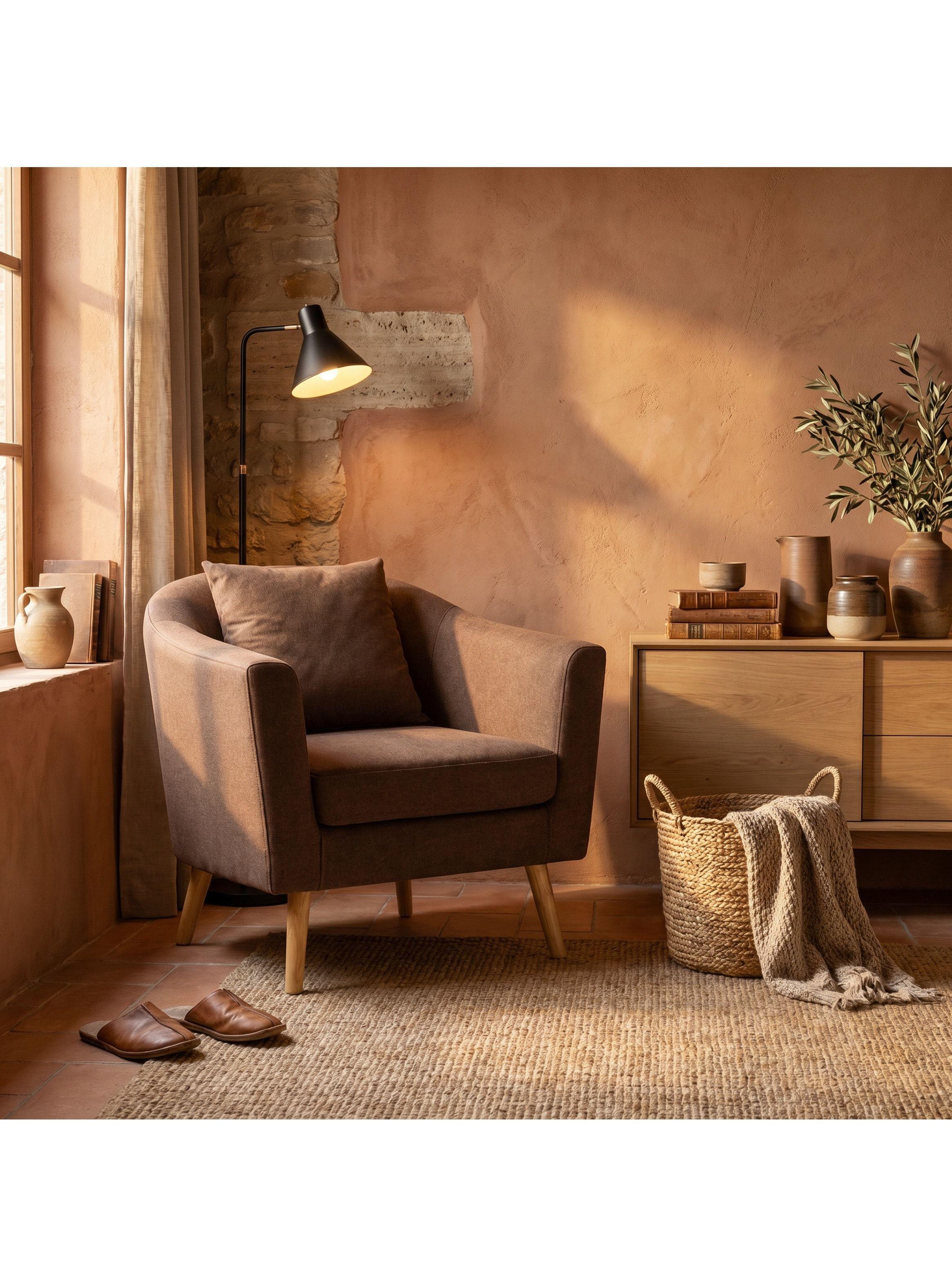 Sitial Poltrona Silla Sillon Con Cojin De Regalo 80x70x52cm Marrón-6