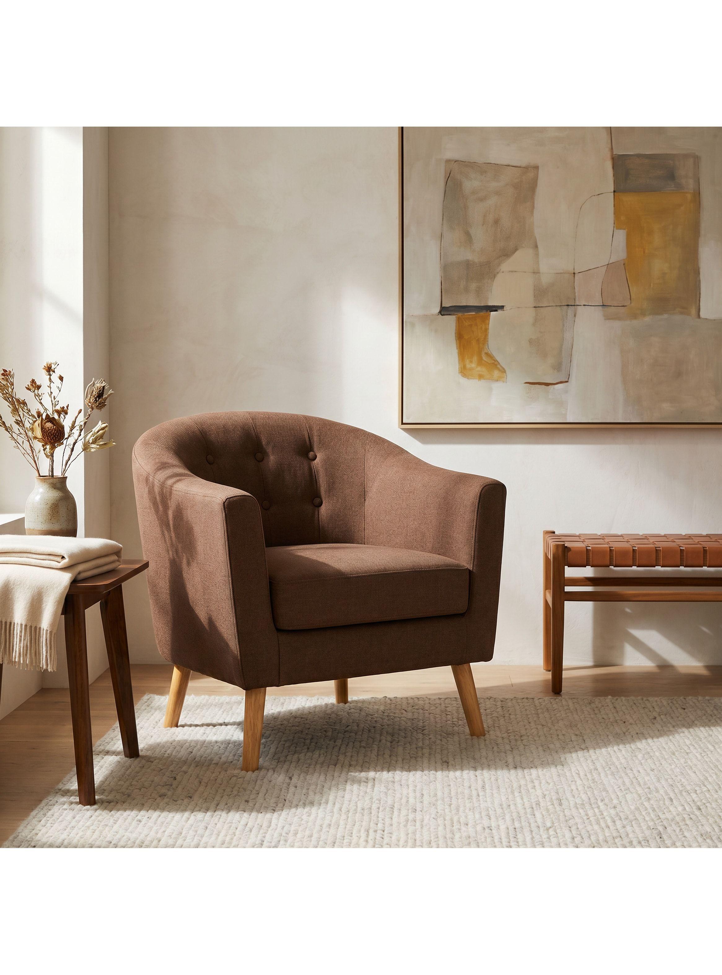 Sitial Poltrona Silla Sillon Con Cojin De Regalo 80x70x52cm Marrón-9