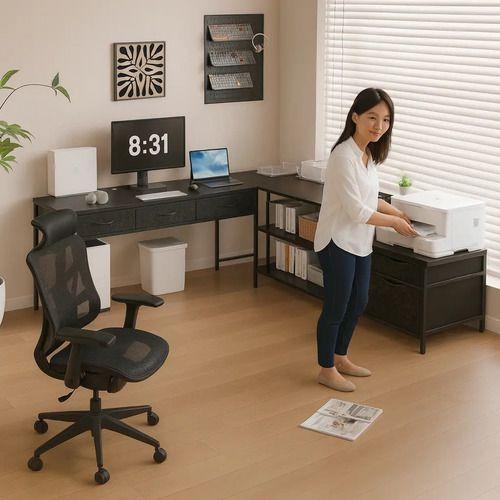 Escritorio Homeoffice Esquinero Forma L Oficina Convertible Negro-4