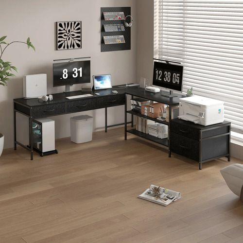Escritorio Homeoffice Esquinero Forma L Oficina Convertible Negro-5