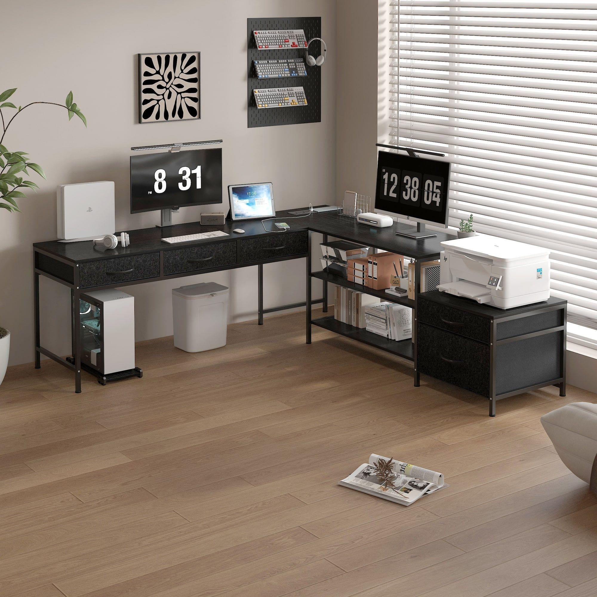 Escritorio Homeoffice Esquinero Forma L Oficina Convertible Negro-5