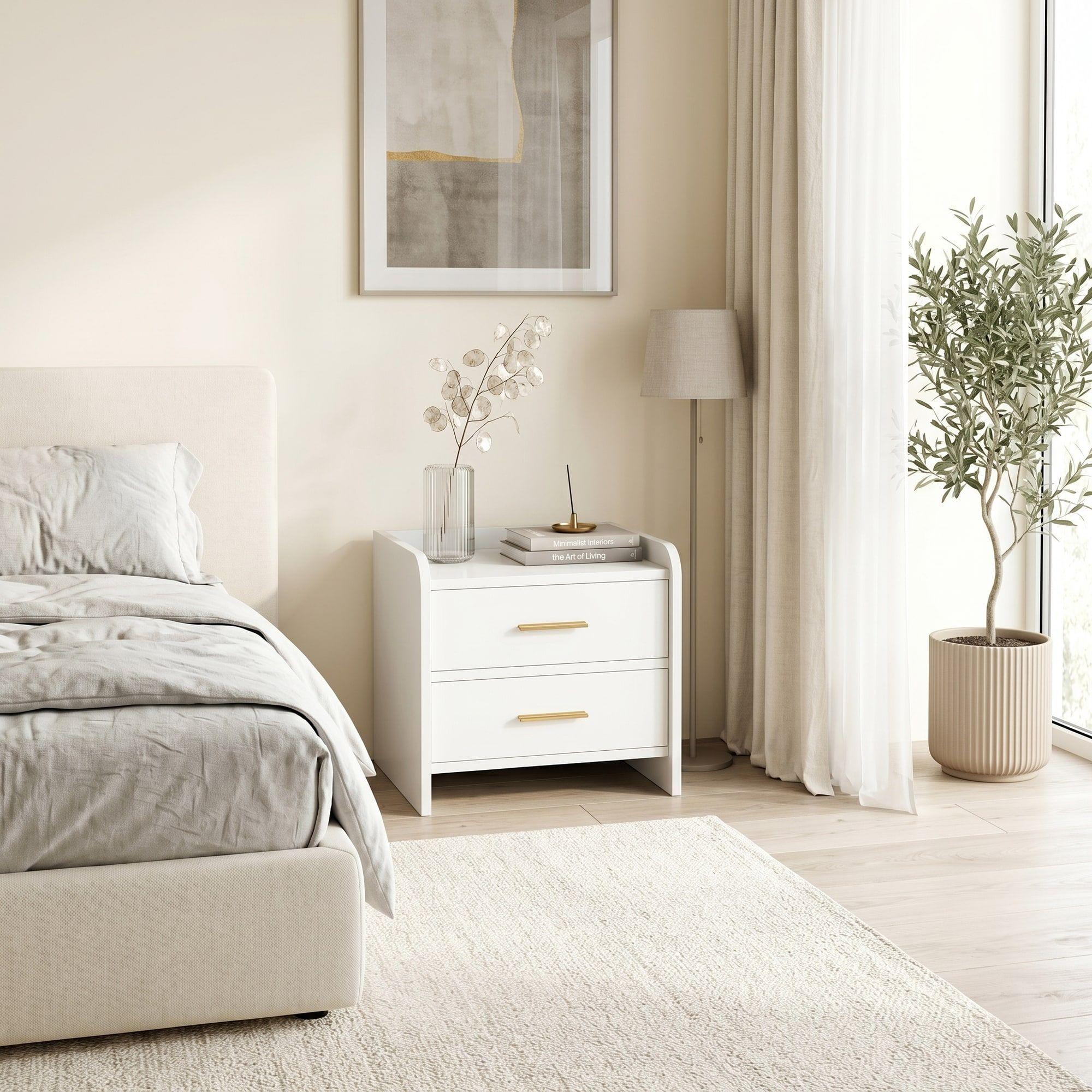 Velador Vanguardia Con 2 Cajones Homer Design 47*40*40-4