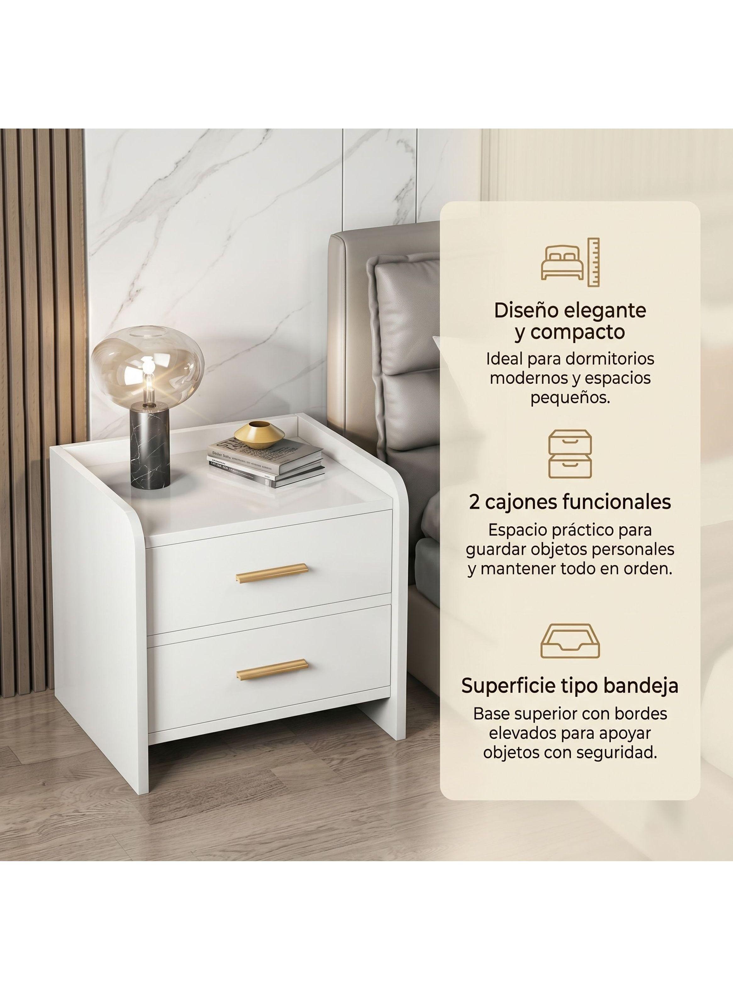 Velador Vanguardia Con 2 Cajones Homer Design 47*40*40-1