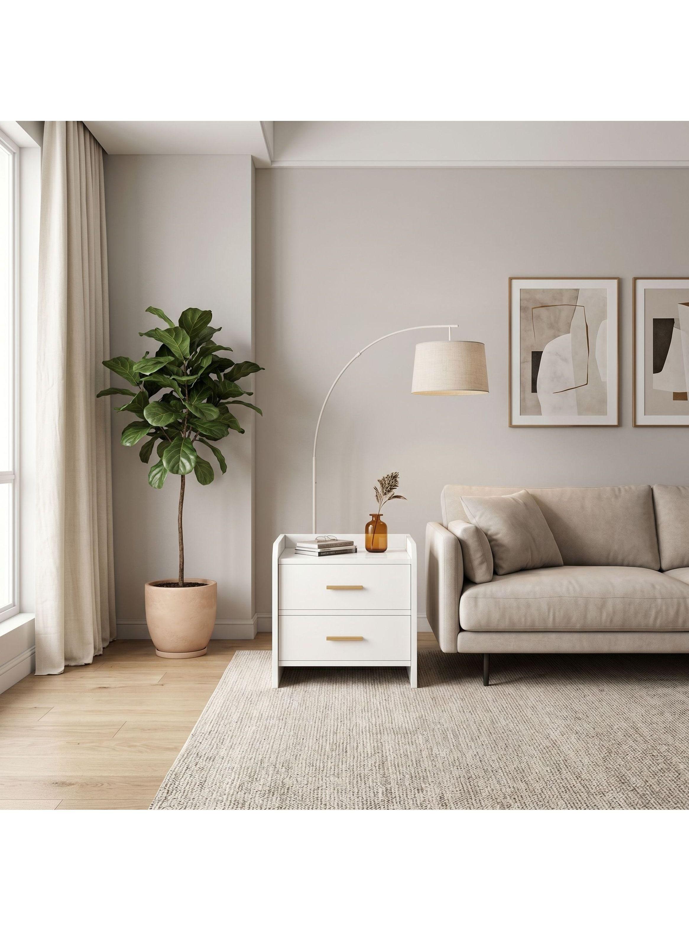 Velador Vanguardia Con 2 Cajones Homer Design 47*40*40-8
