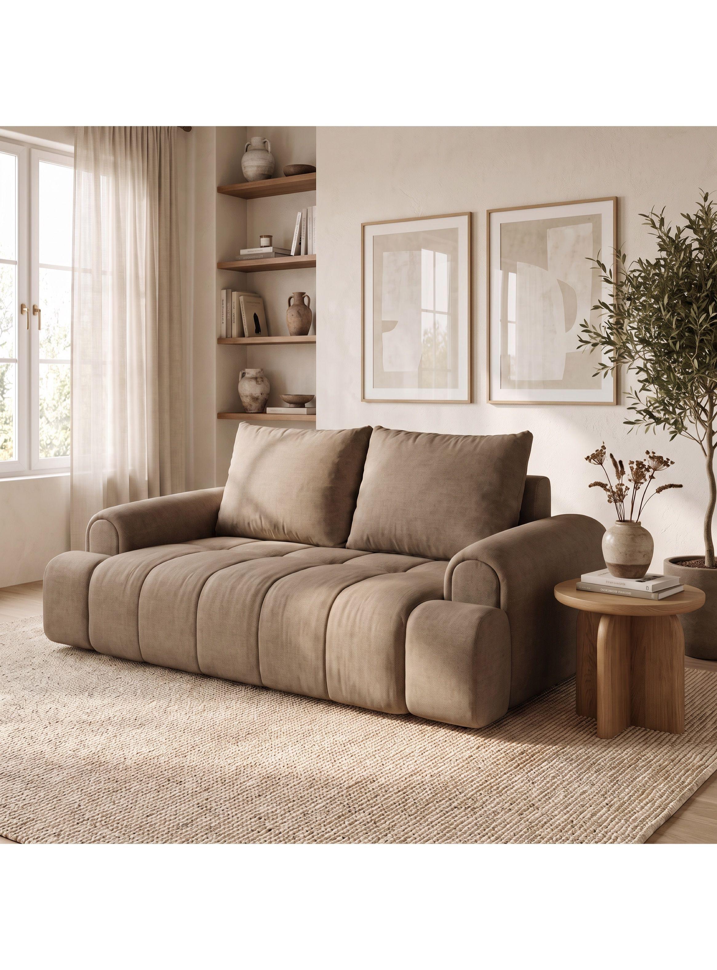 Sofá Cama Convertible De 2 Cuerpos Tapizado En Lino 175 Cm-0