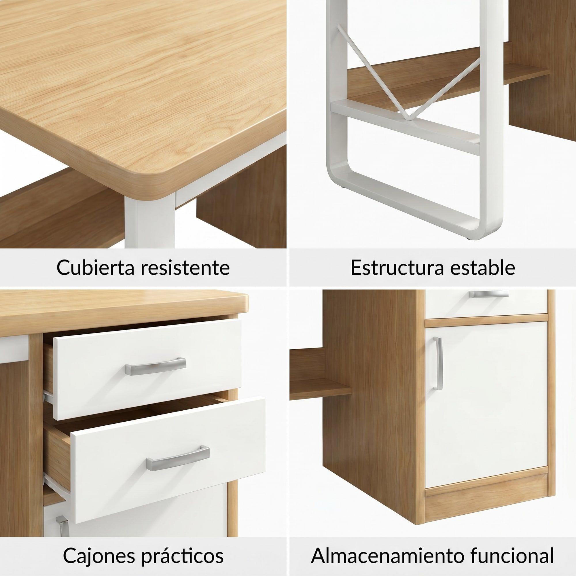Escritorio Moderno Con Cajoneras 120x60x72cm Para Oficina-3