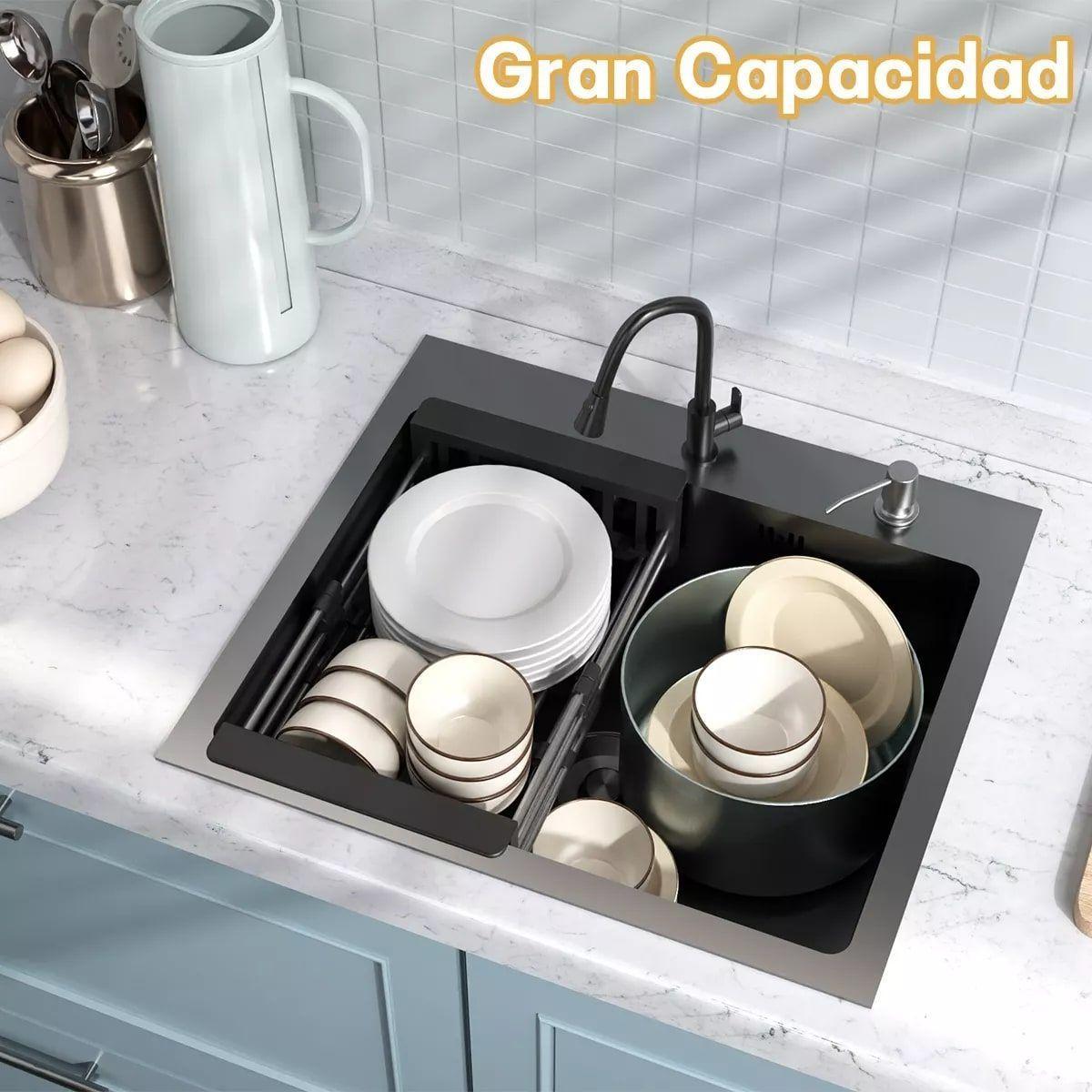 Combo Lavaplato Empotrado 55x45cm Acero Inoxidable Con Todos-6