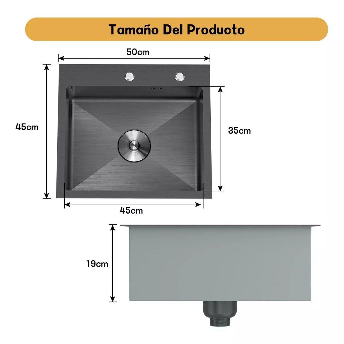 Combo Lavaplato Empotrado 55x45cm Acero Inoxidable Con Todos-4