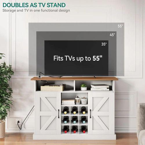 Mueble Bar Con Enchufe Aparador Buffet Para Cocina Comedor Blanco-3