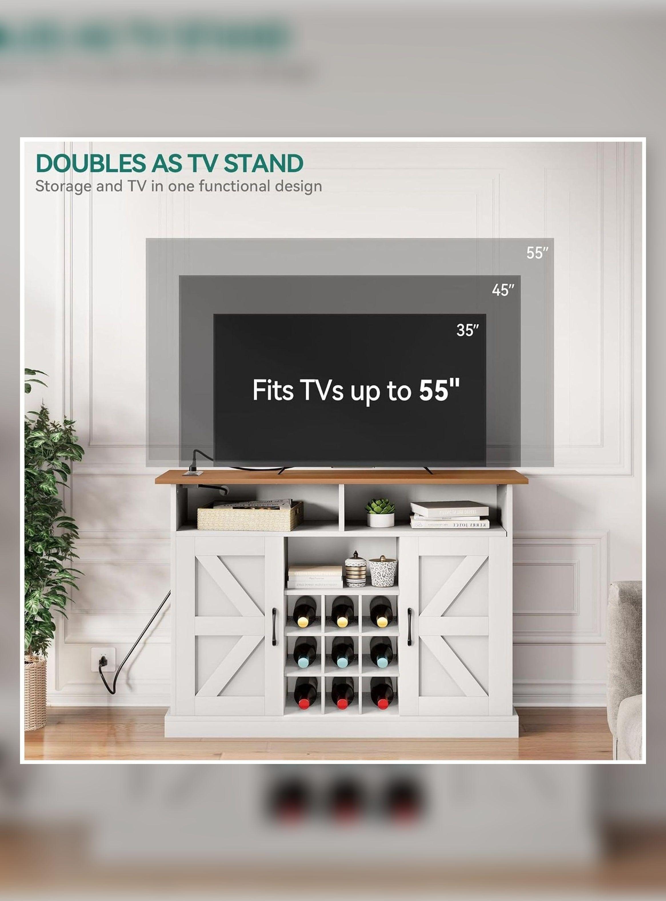 Mueble Bar Con Enchufe Aparador Buffet Para Cocina Comedor Blanco-2