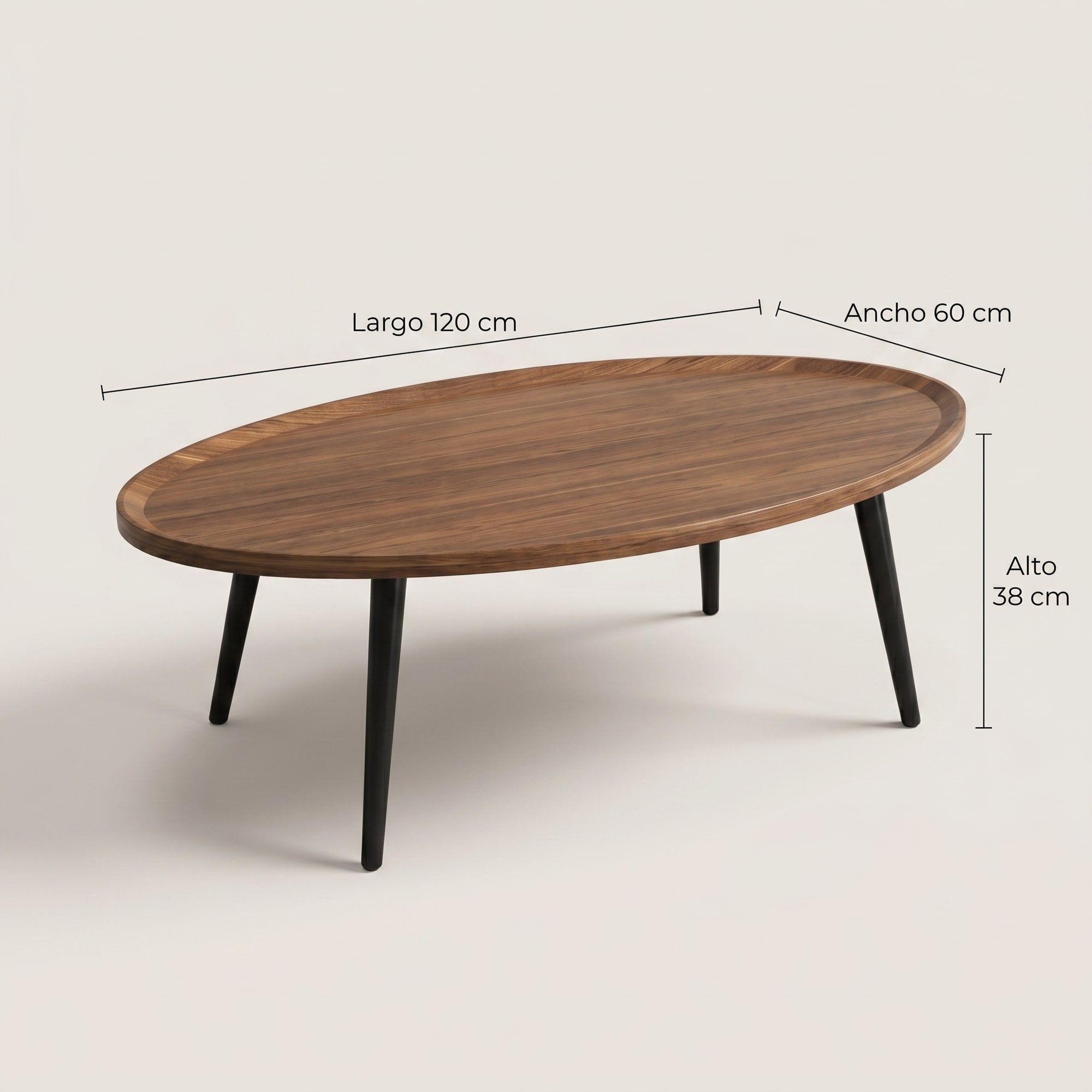 Mesa De Centro Elipse Living Vanguardia Madera Nactural-2