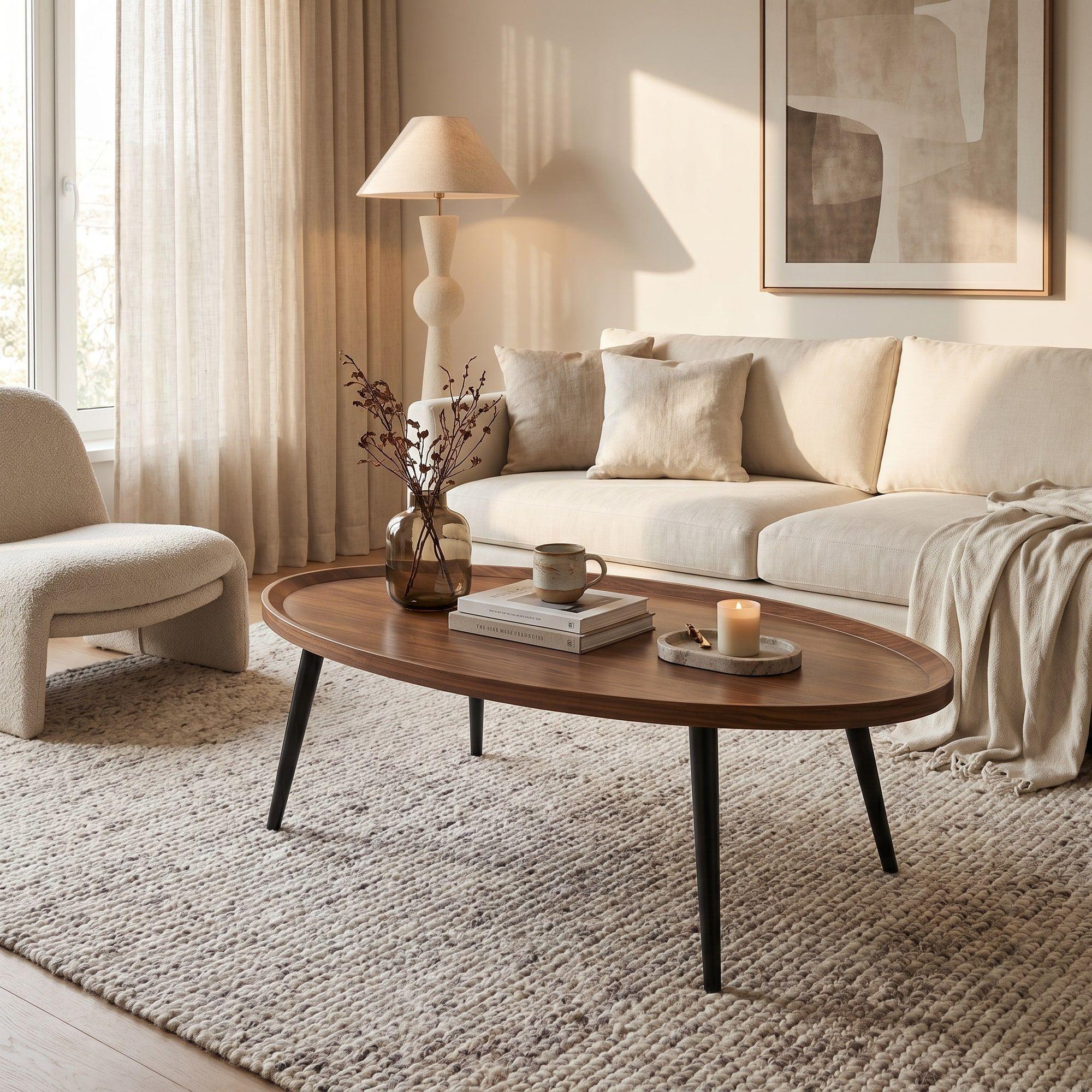 Mesa De Centro Elipse Living Vanguardia Madera Nactural-4