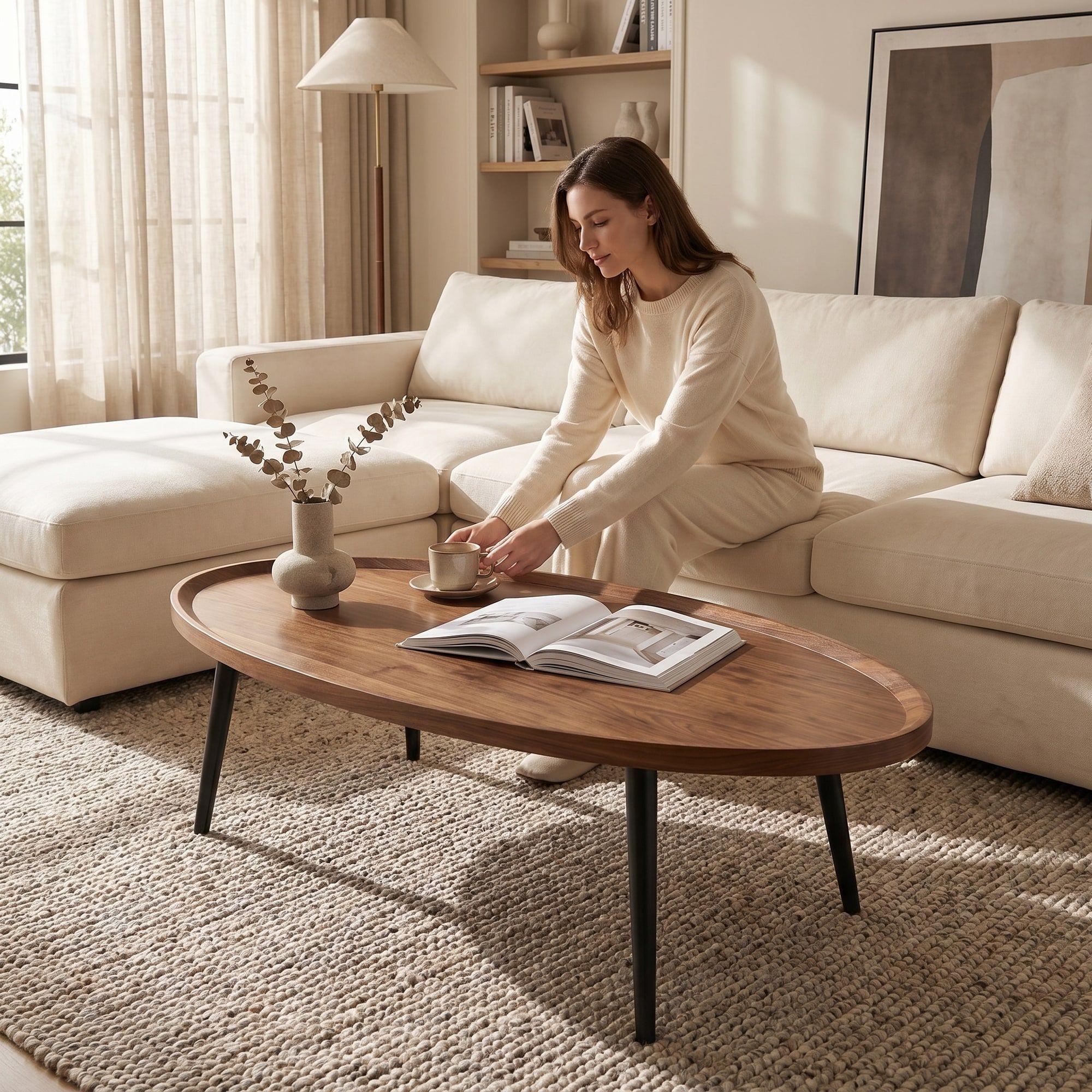 Mesa De Centro Elipse Living Vanguardia Madera Nactural-5