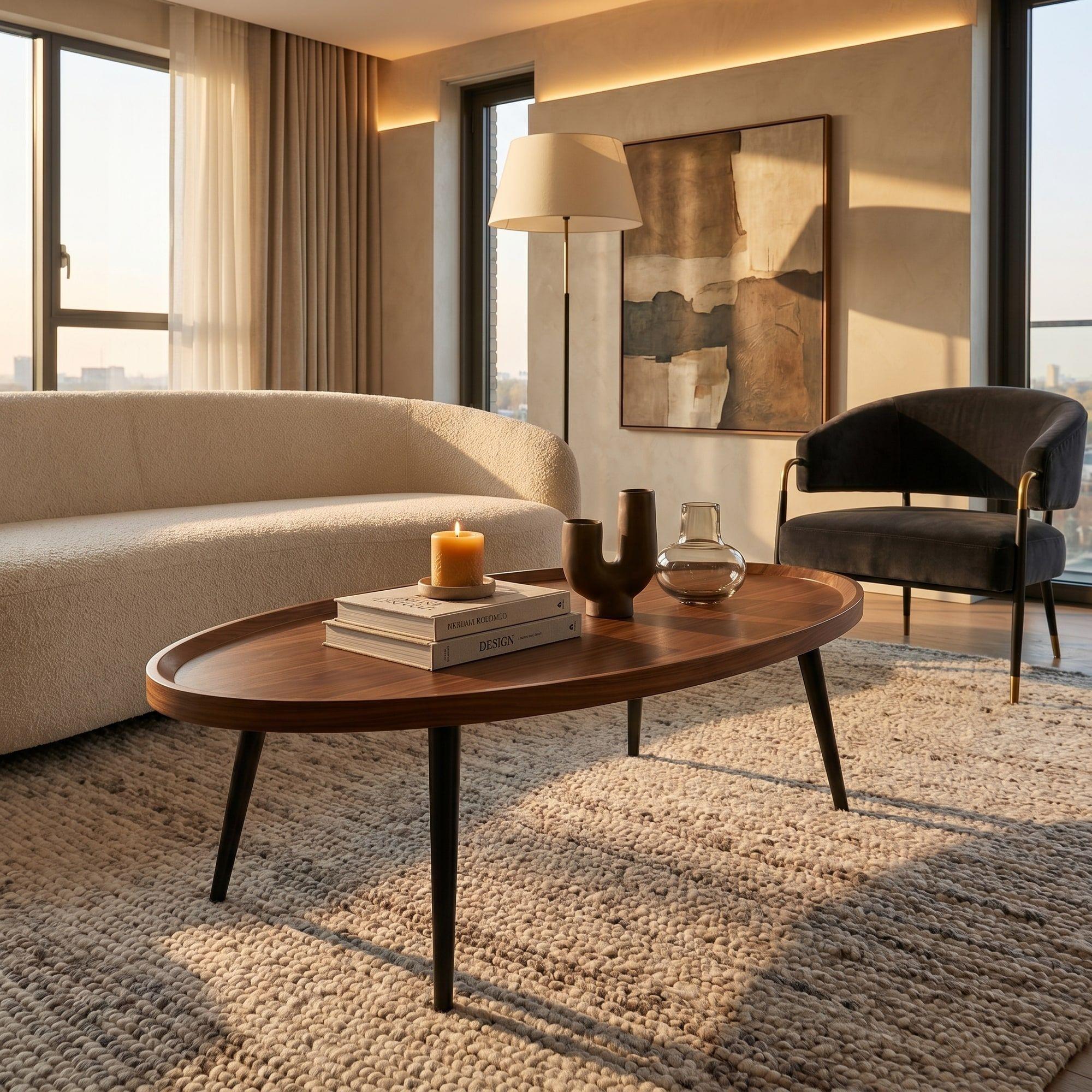 Mesa De Centro Elipse Living Vanguardia Madera Nactural-6
