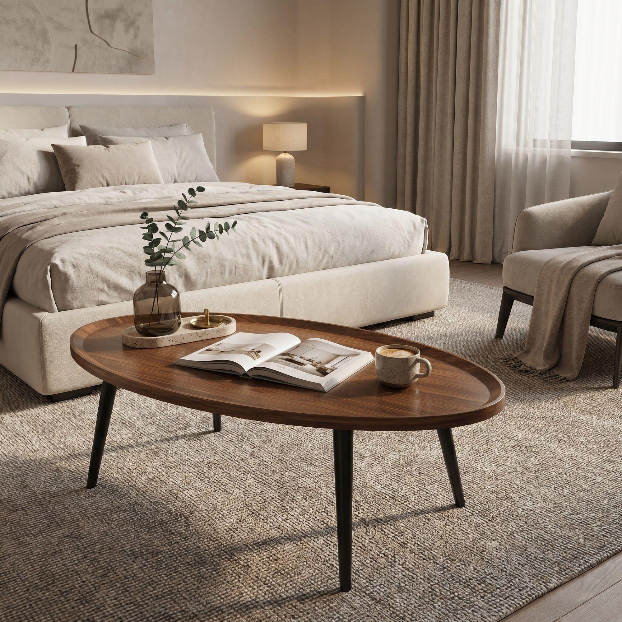 Mesa De Centro Elipse Living Vanguardia Madera Nactural-7