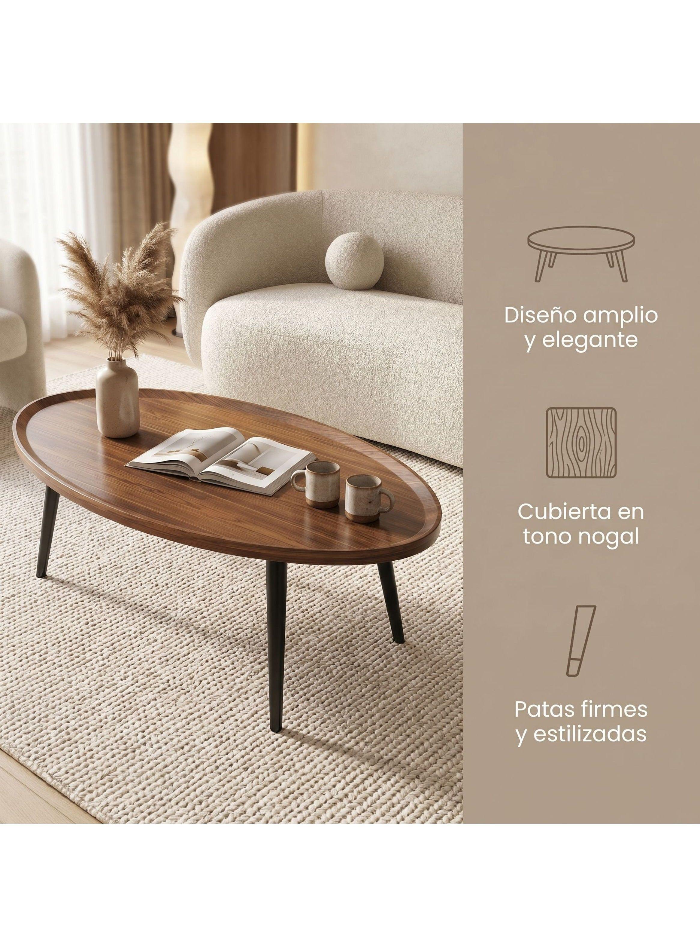 Mesa De Centro Elipse Living Vanguardia Madera Nactural-1