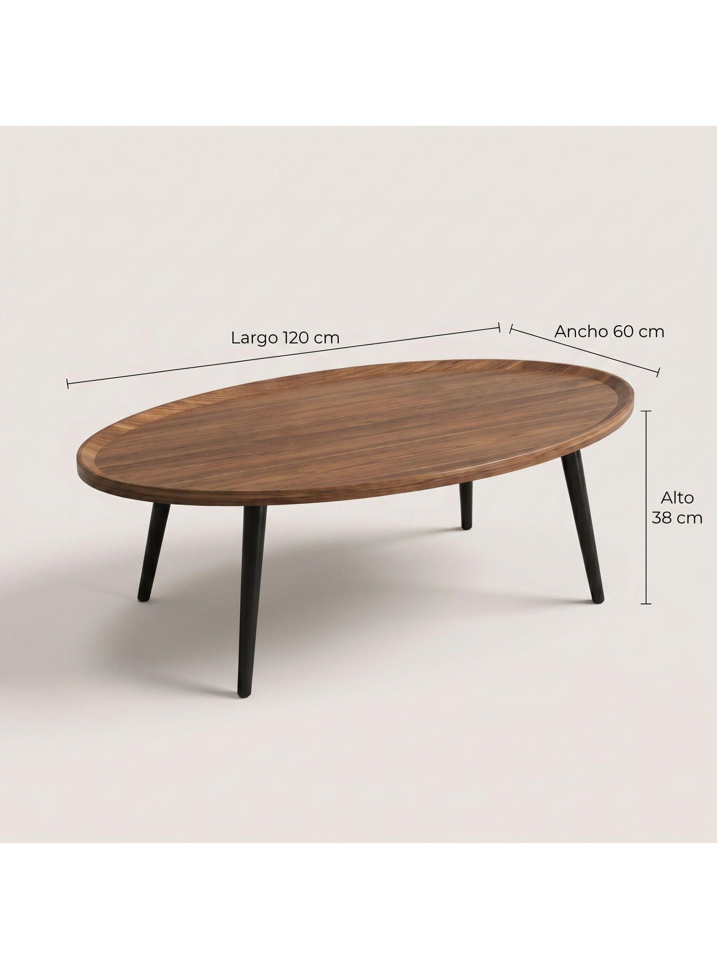 Mesa De Centro Elipse Living Vanguardia Madera Nactural-2