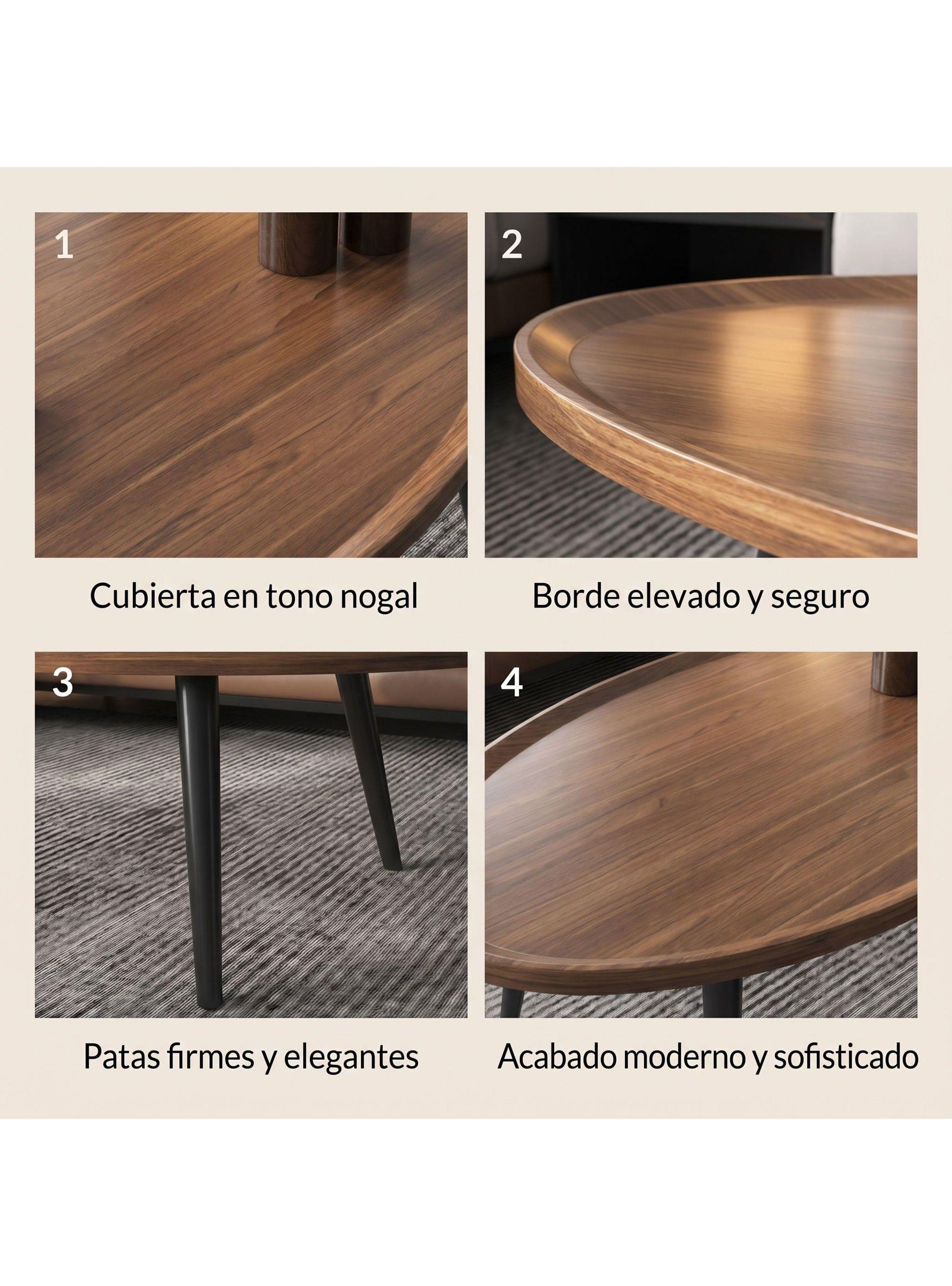Mesa De Centro Elipse Living Vanguardia Madera Nactural-3